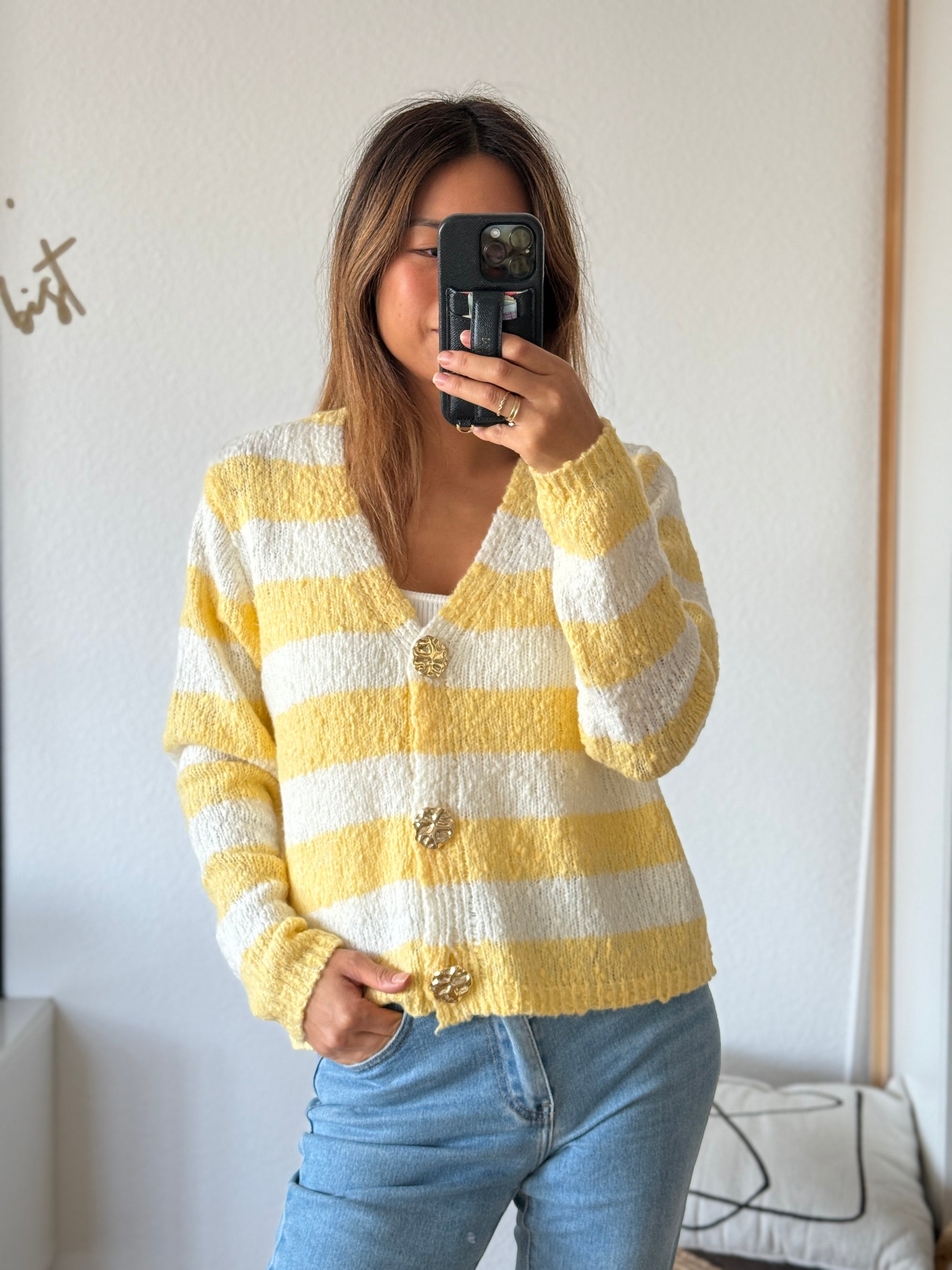 Strickjacke Stripe yellow