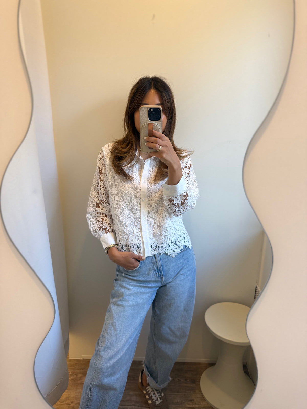 Spitzenbluse white