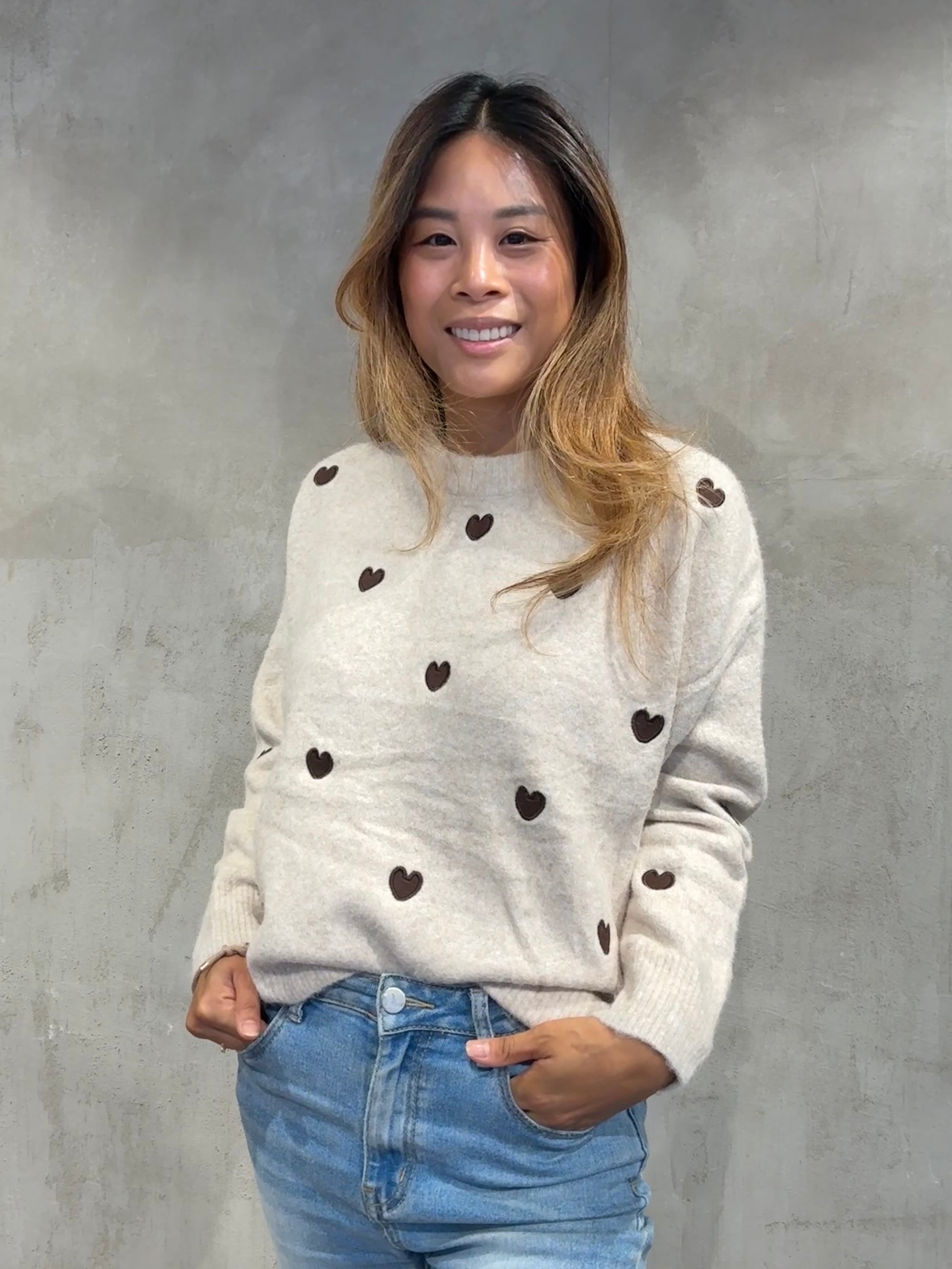 Cozy Heart Pullover beige