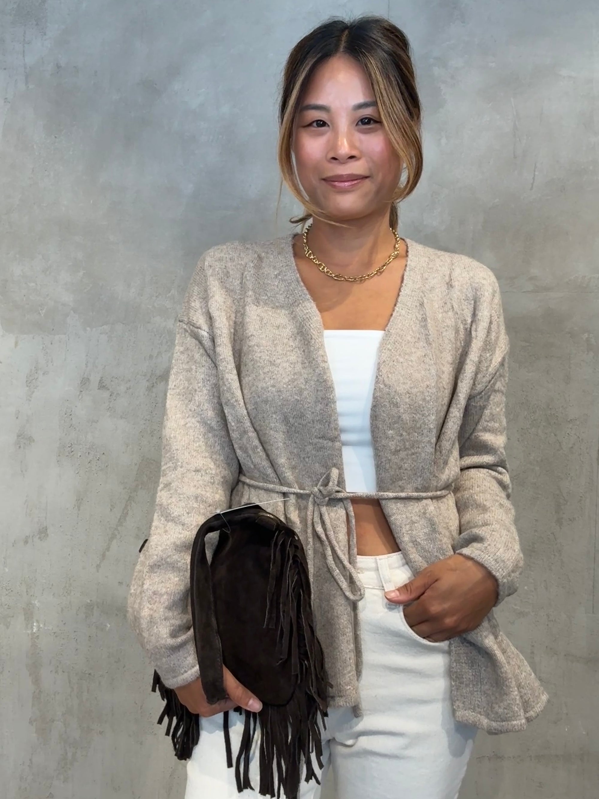 Soft Wrap Cardigan maple