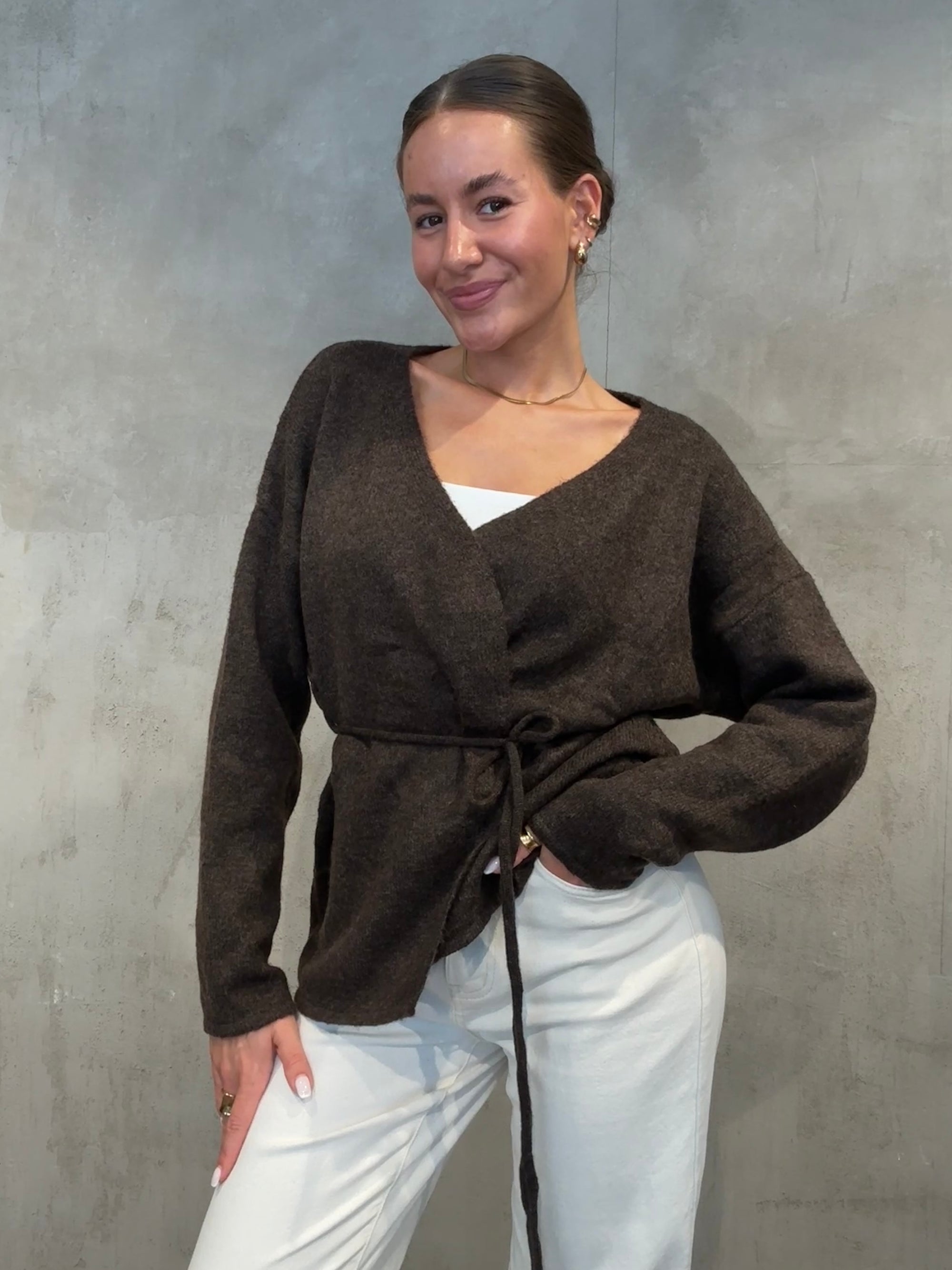 Soft Wrap Cardigan brown