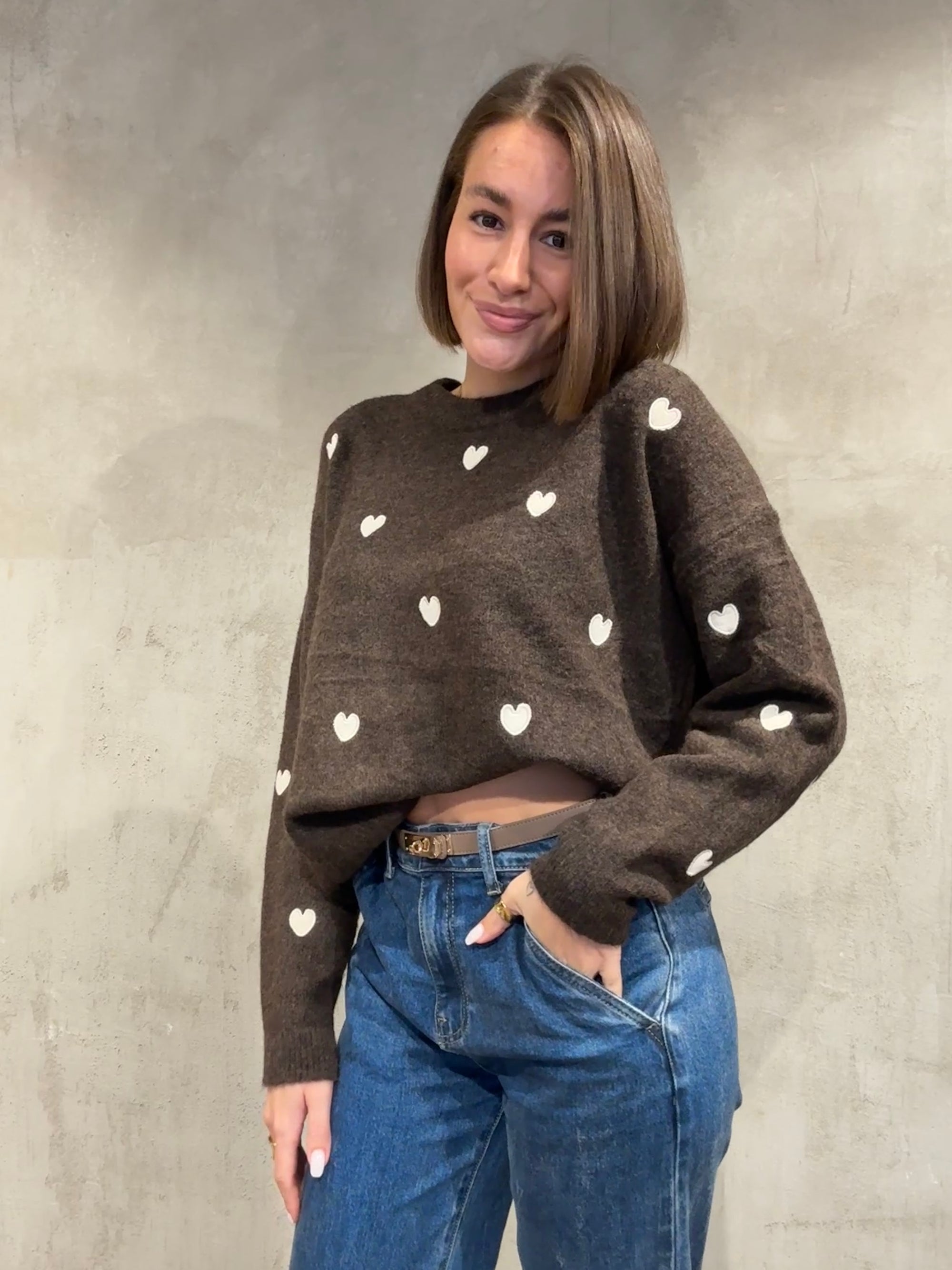 Cozy Heart Pullover brown