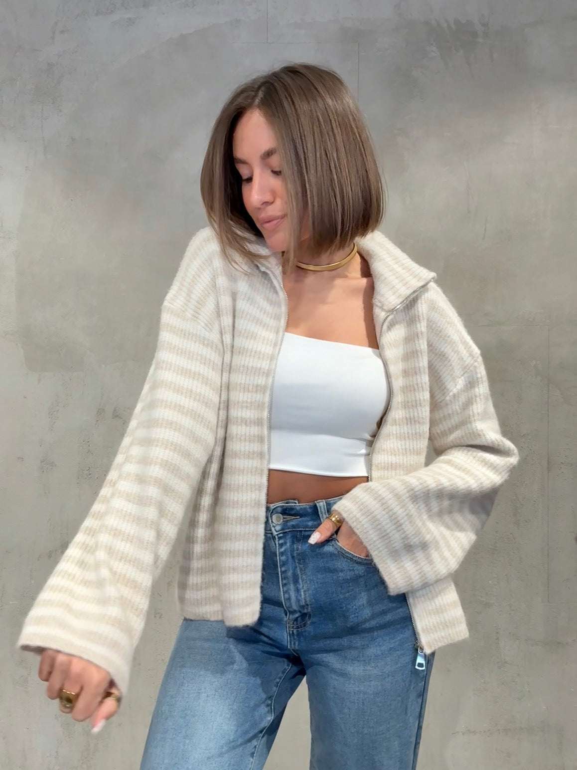 Zip Cardigan cinnamon