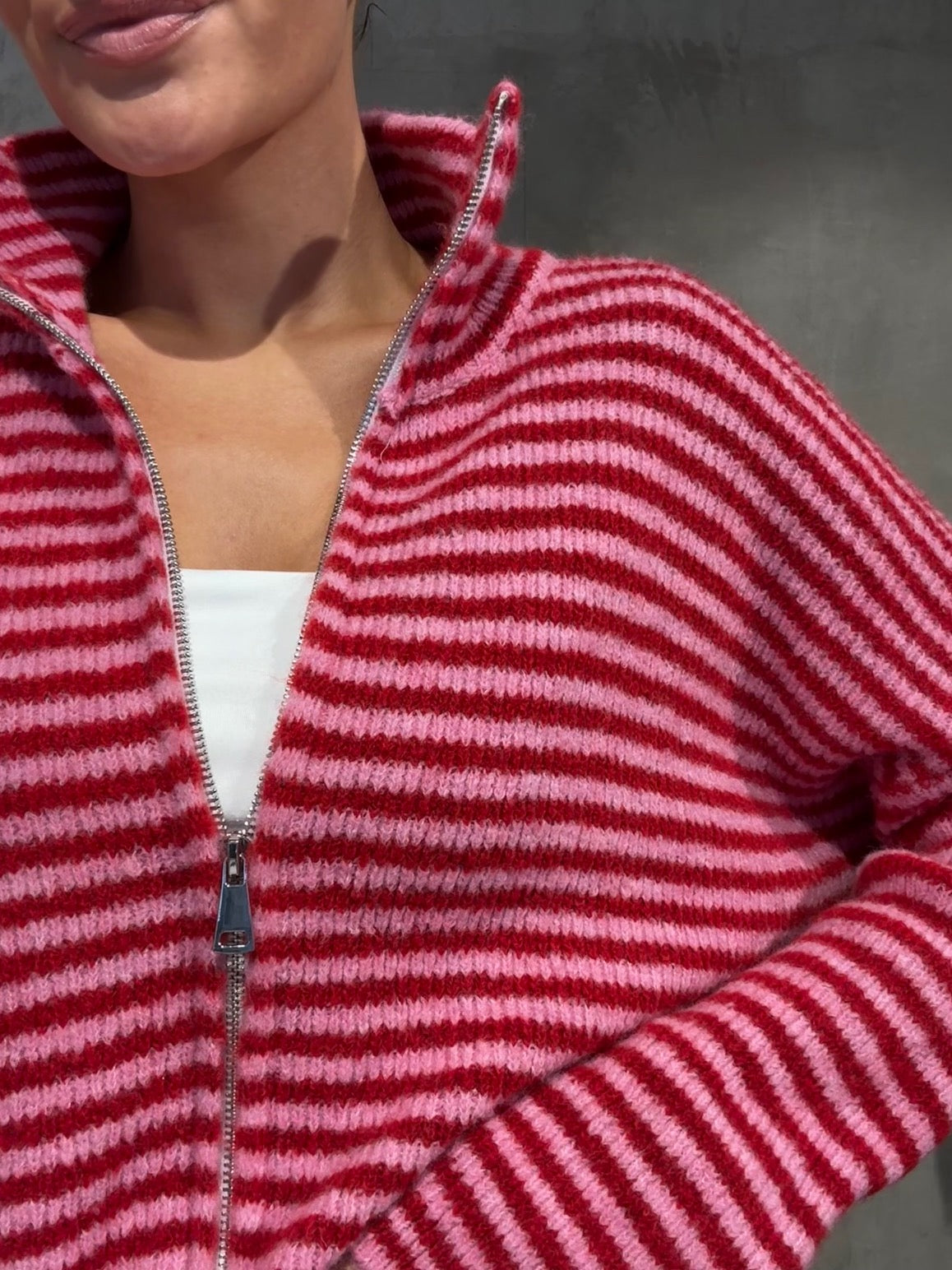 Zip Cardigan pink/rot