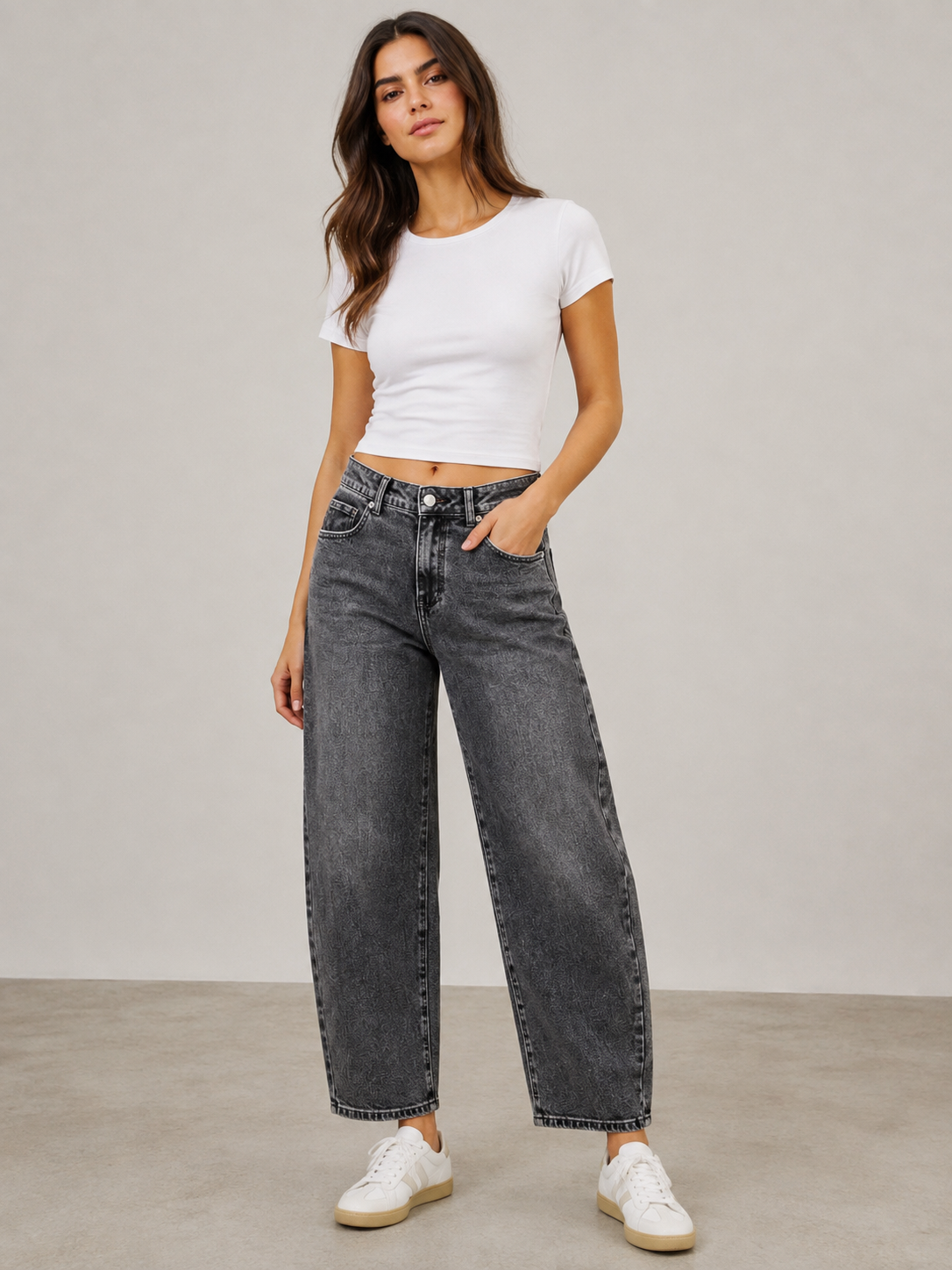 Barrel-Jeans dunkelgrau