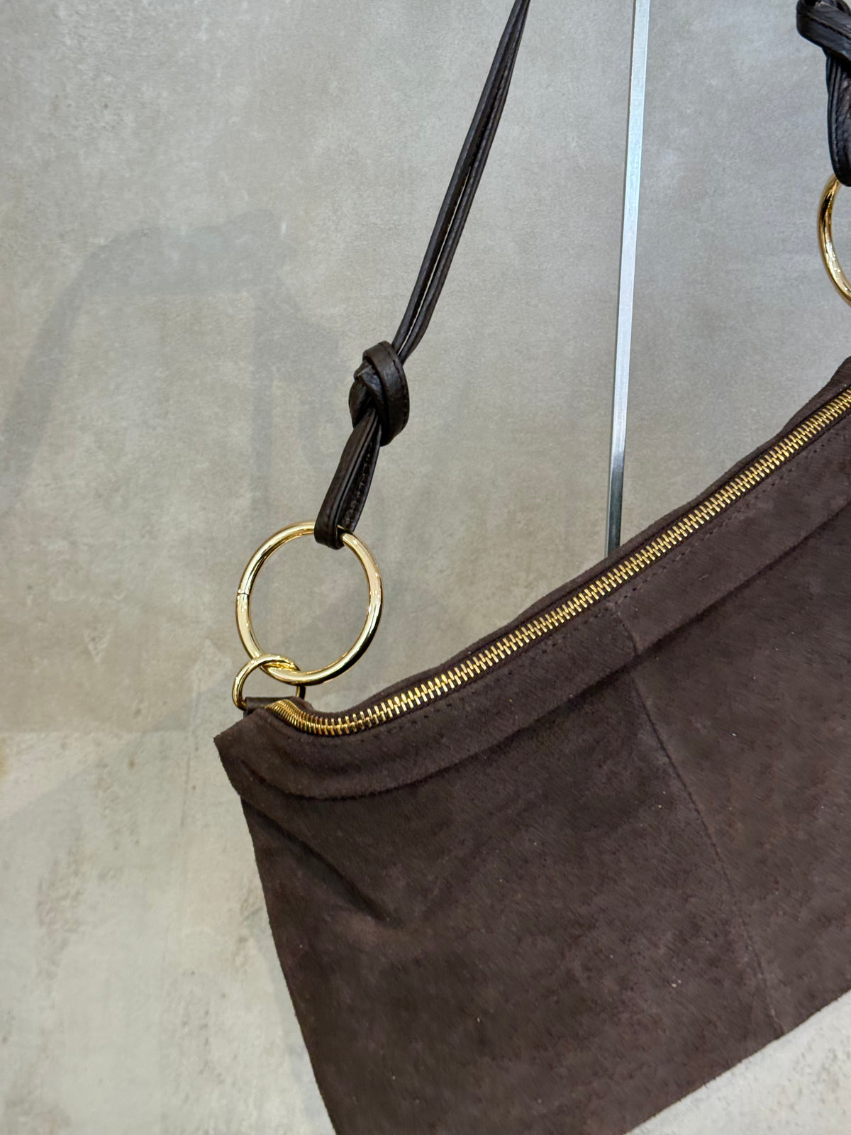 Wildledertasche Ring Schoko