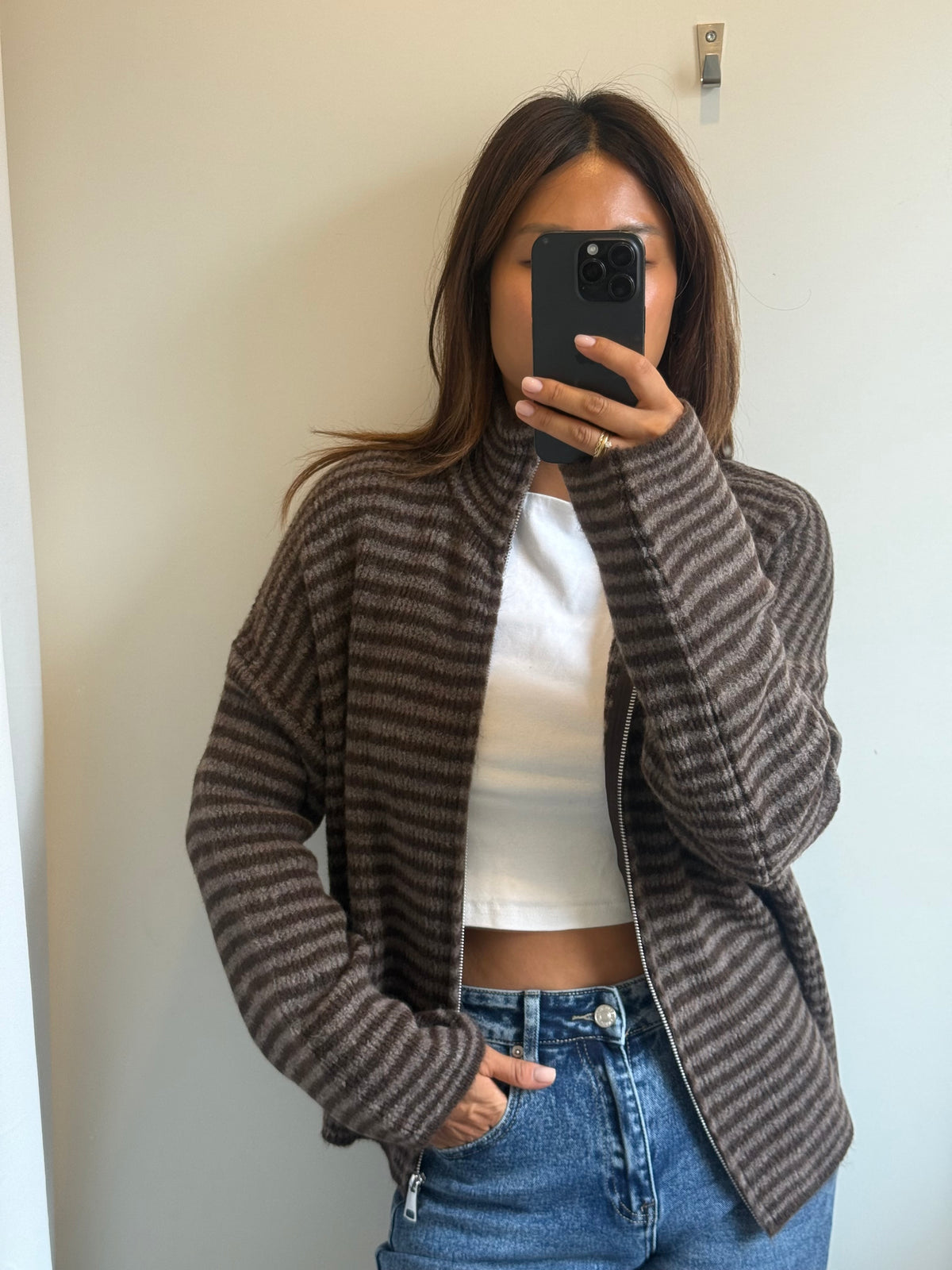 Zip Cardigan dark-brown /chocolate