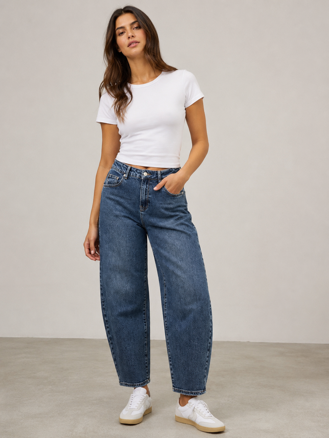 Barrel-Jeans dunkelblau