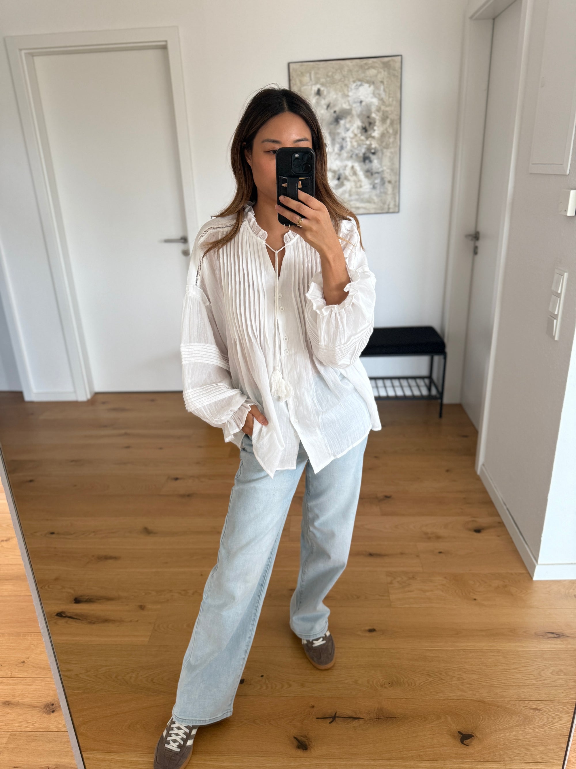 Boho Bluse Rüschen White