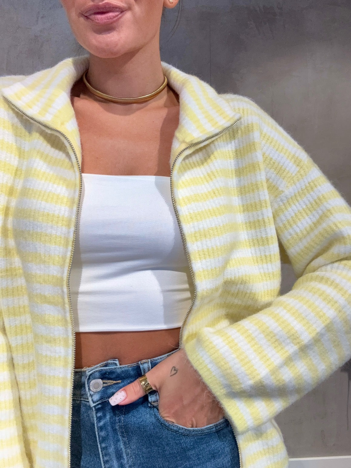 Zip Cardigan Butter yellow