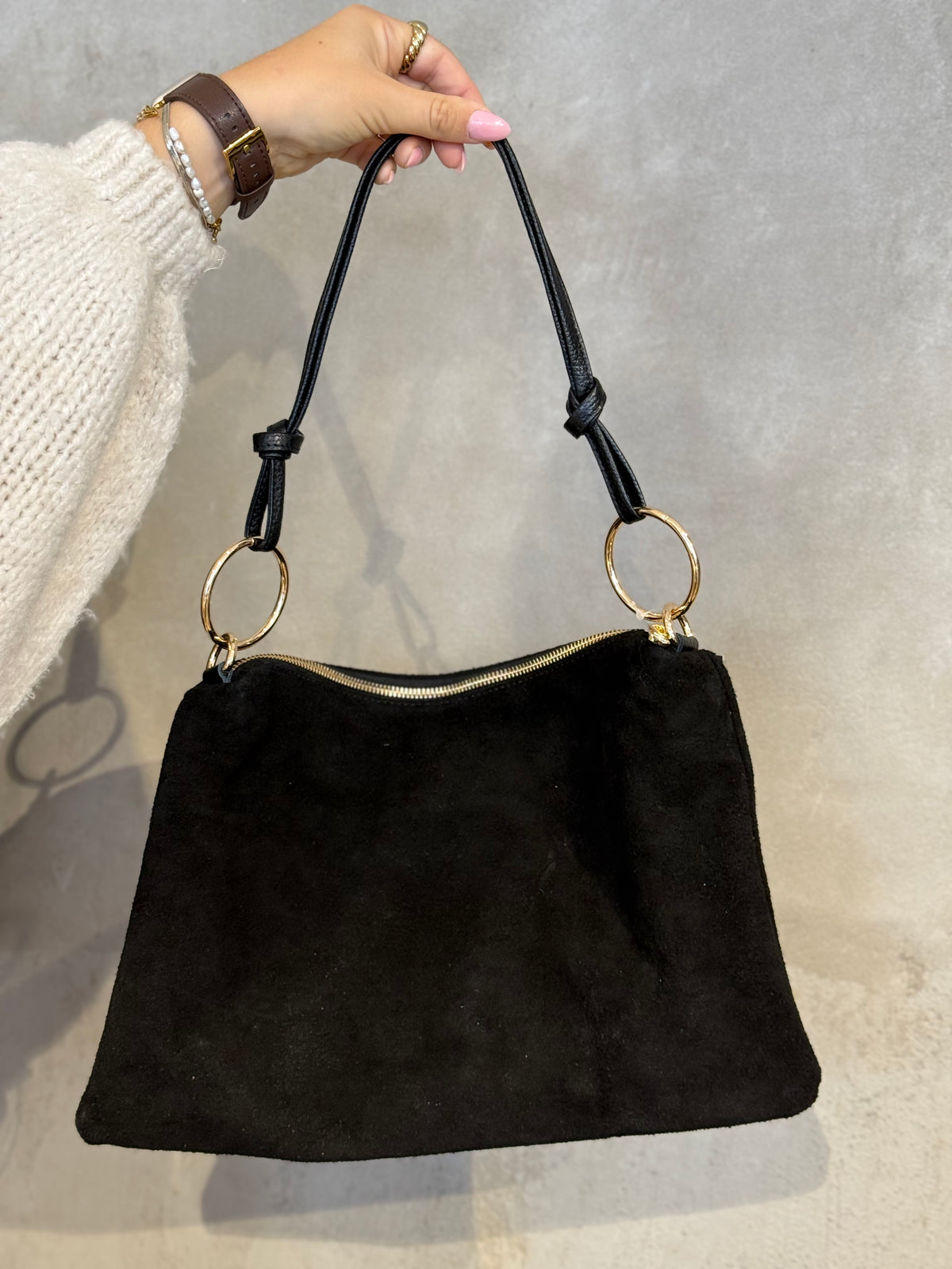 Wildledertasche Ring black
