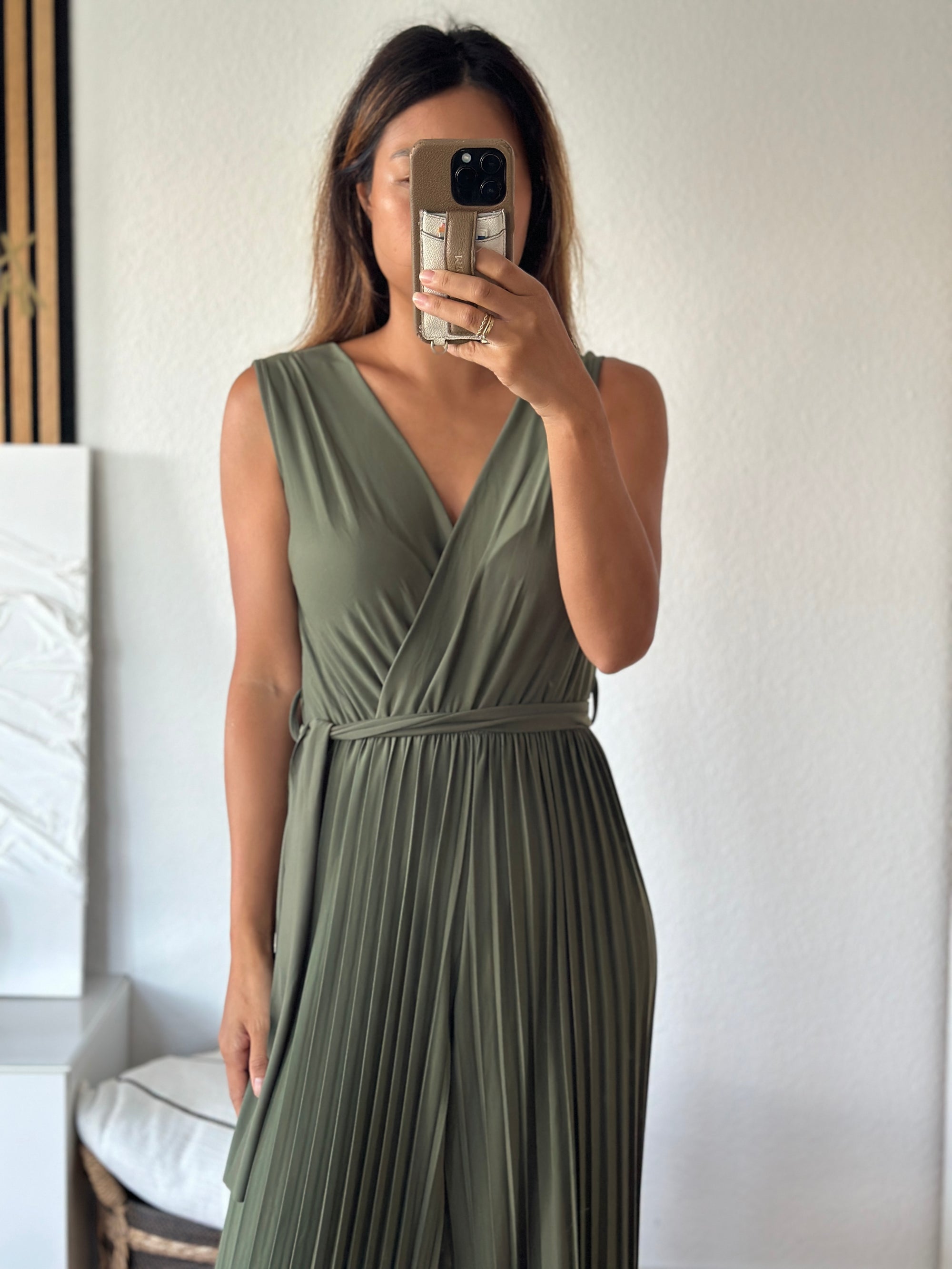 Plissee Jumpsuit khaki