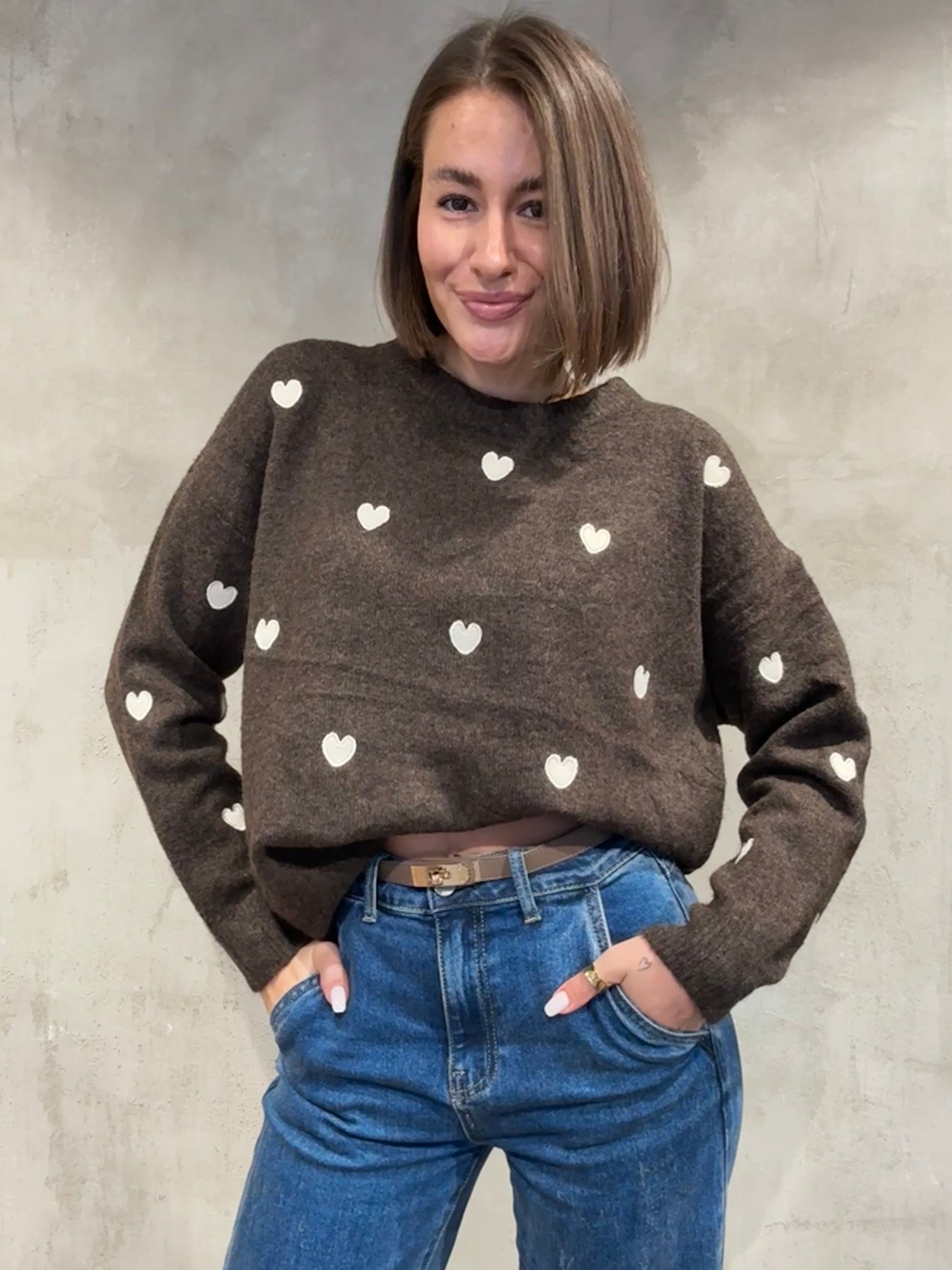 Cozy Heart Pullover brown