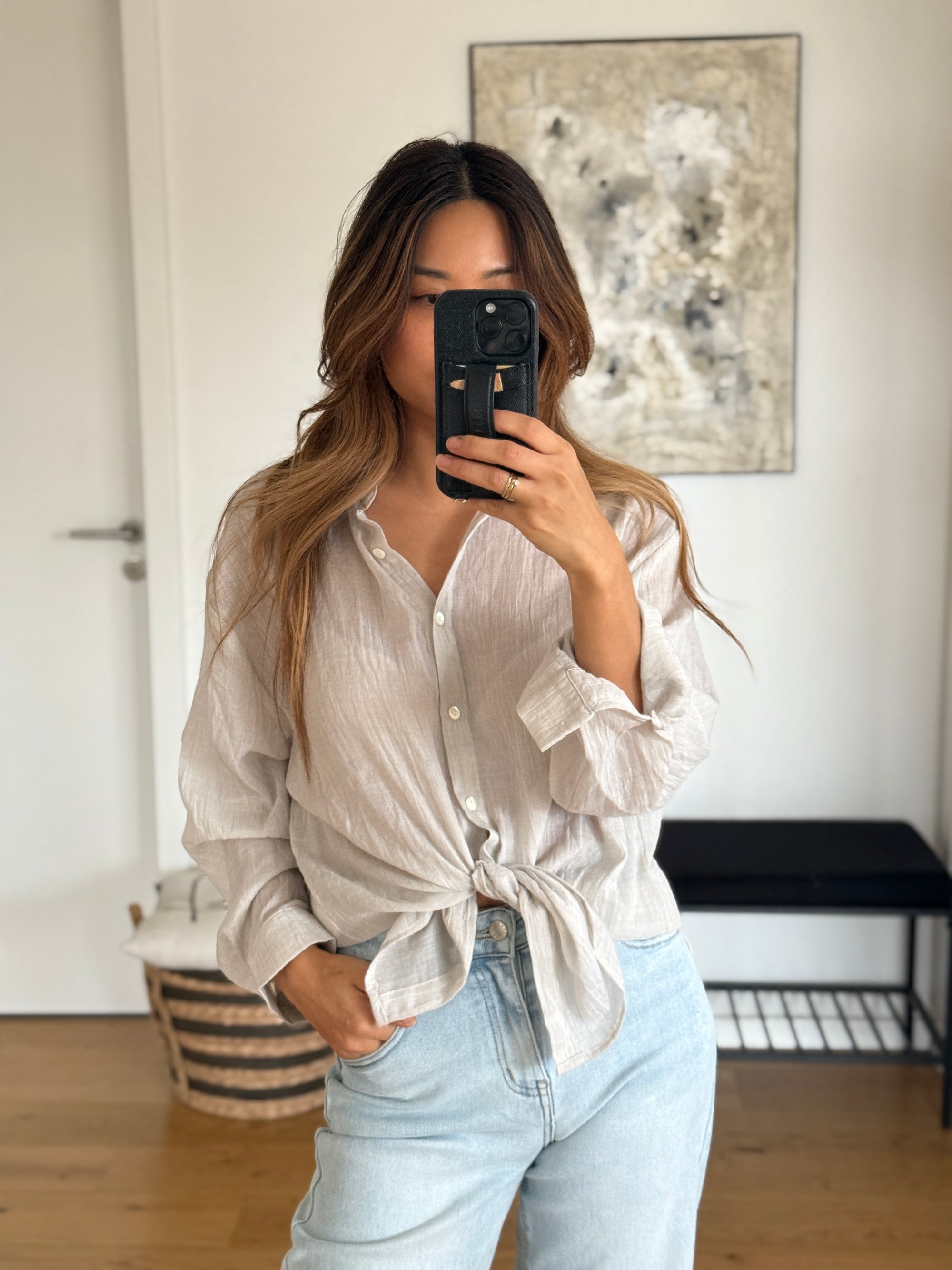 luftige Bluse beige