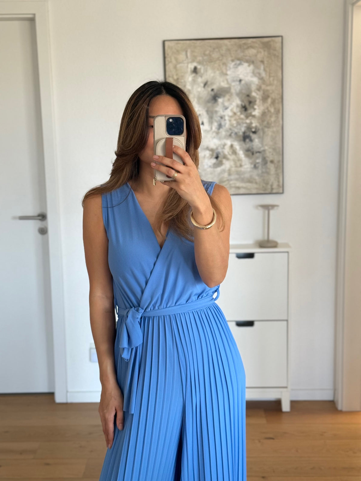 Plissee Jumpsuit blau