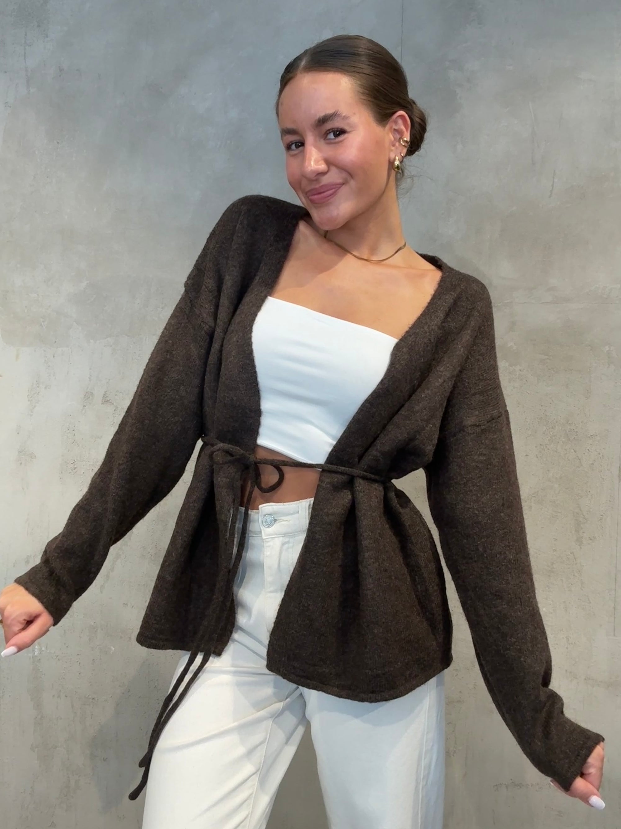 Soft Wrap Cardigan brown
