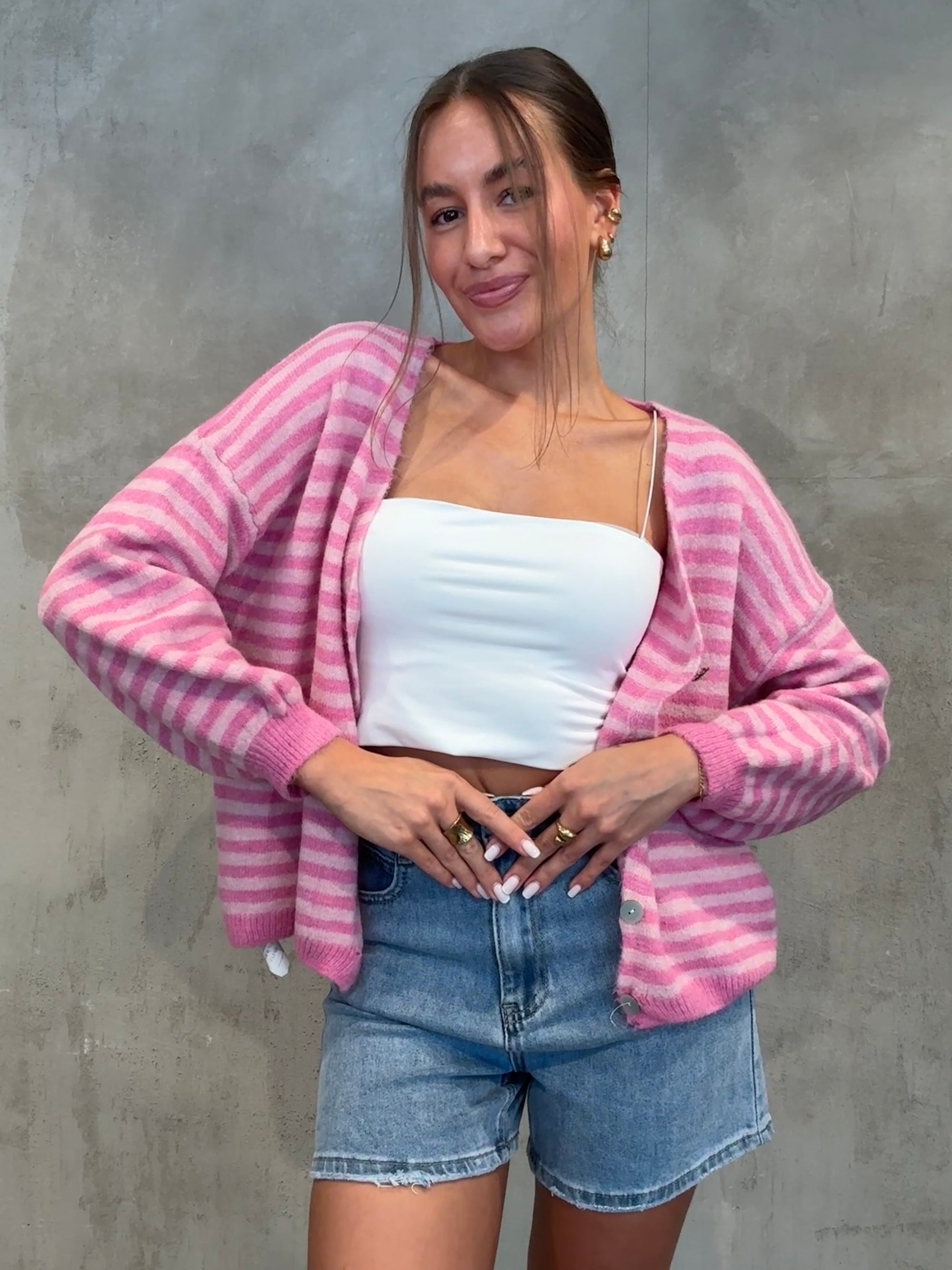 Stripe Cardigan pink/rosa