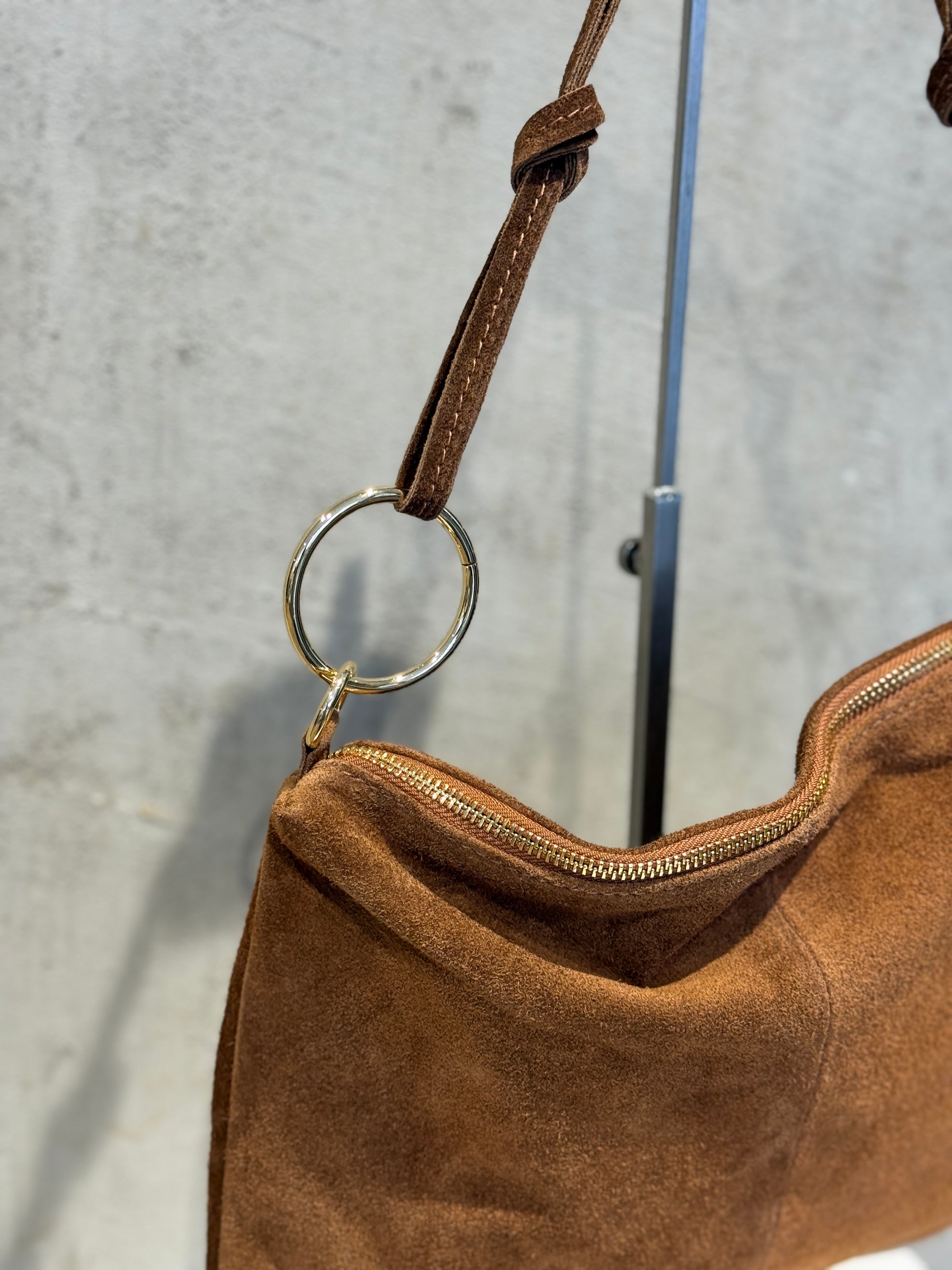 Wildledertasche Ring Cognac