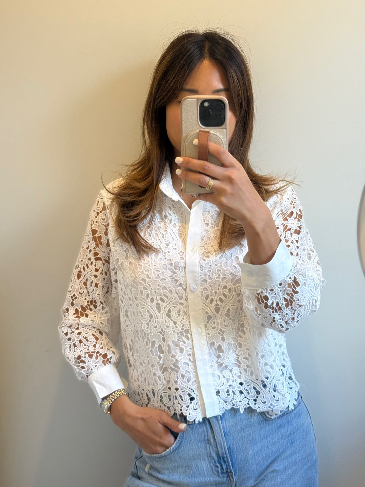 Spitzenbluse white