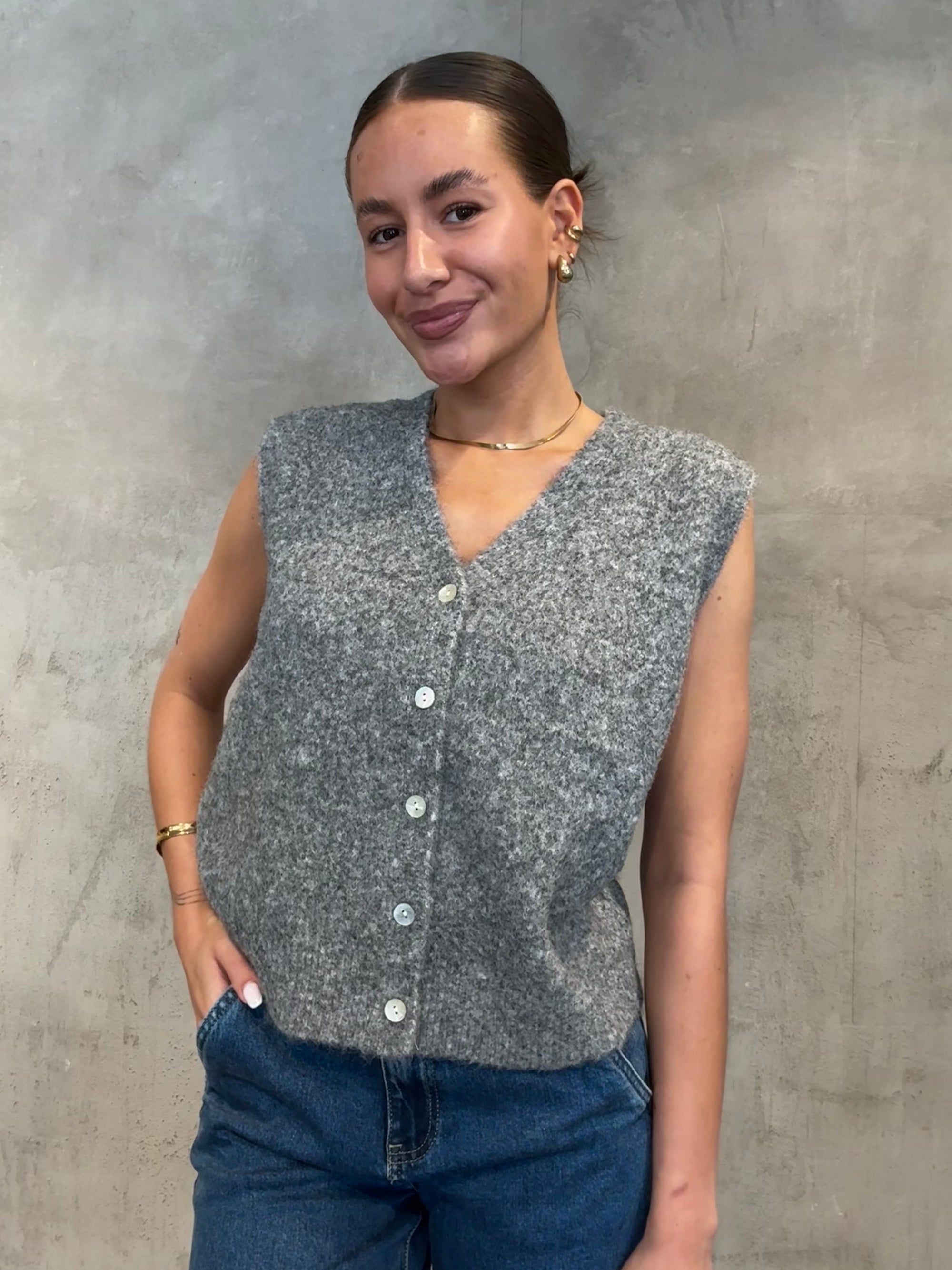 Soft Knit Weste grey