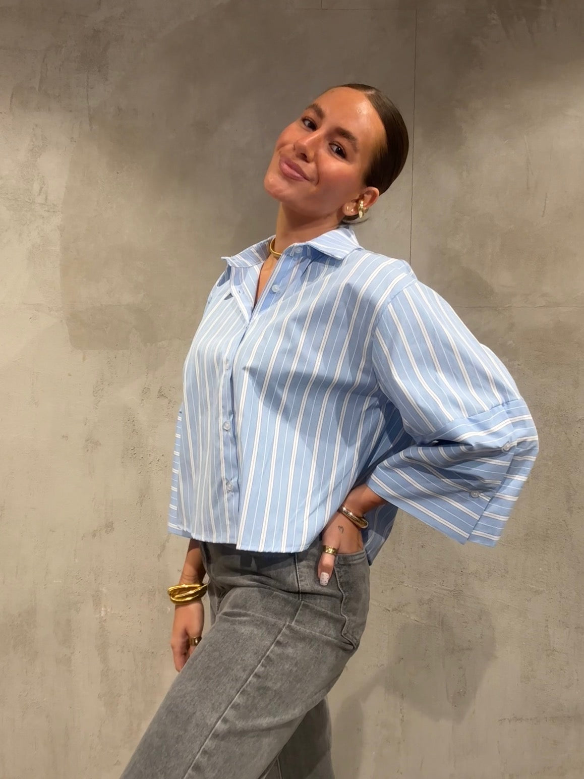 Oversize Bluse powder blue