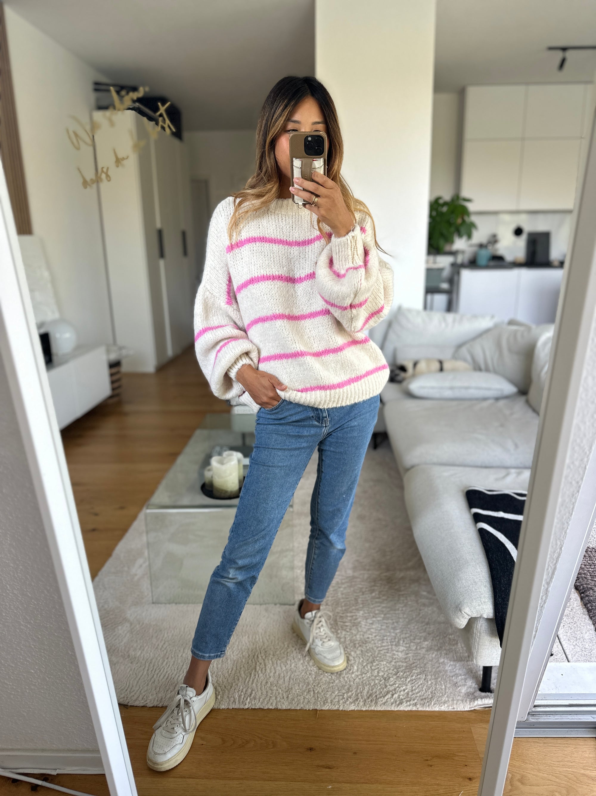 Cozy Pullover stripe pink