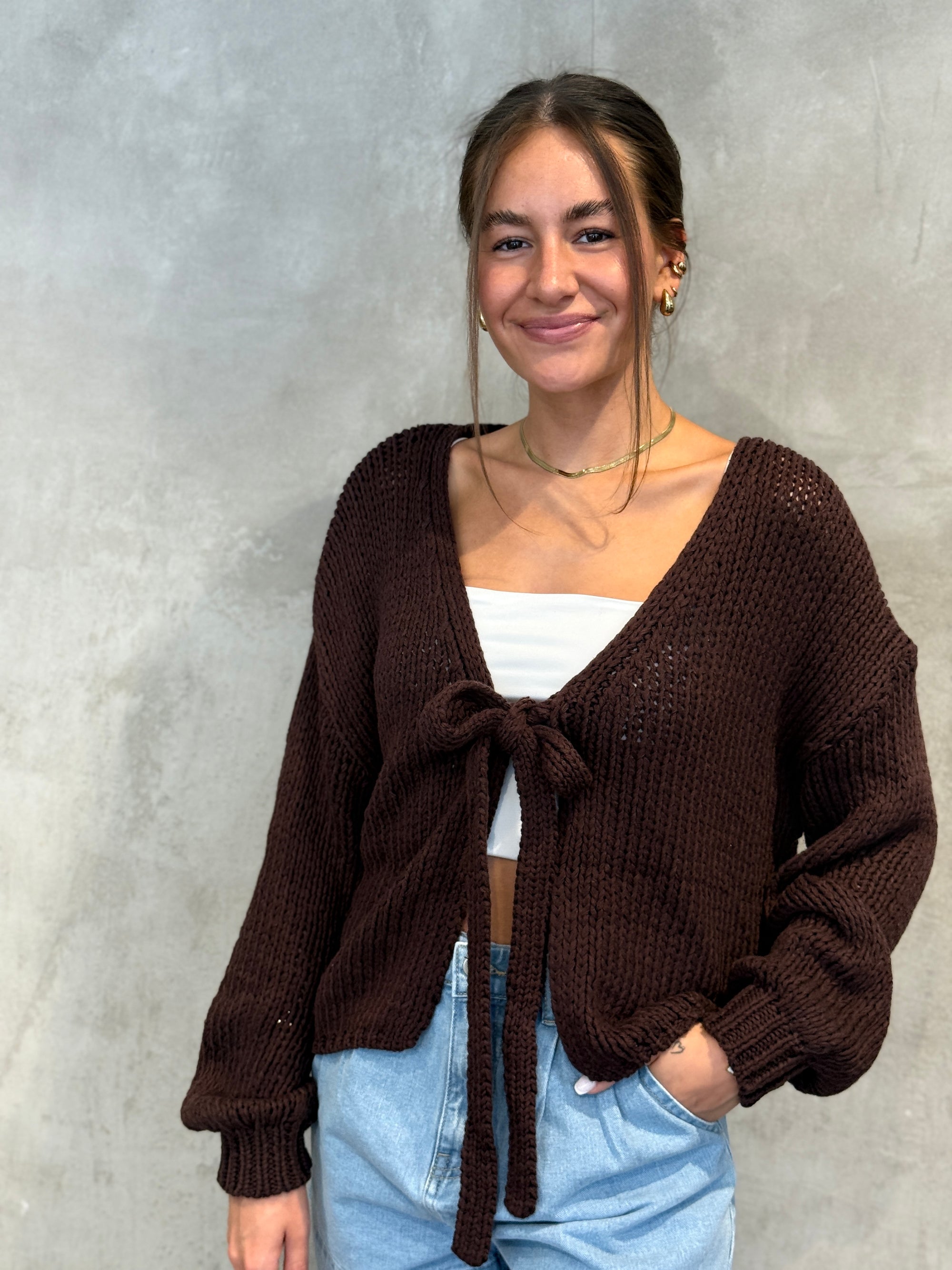 Schleifenpullover brown