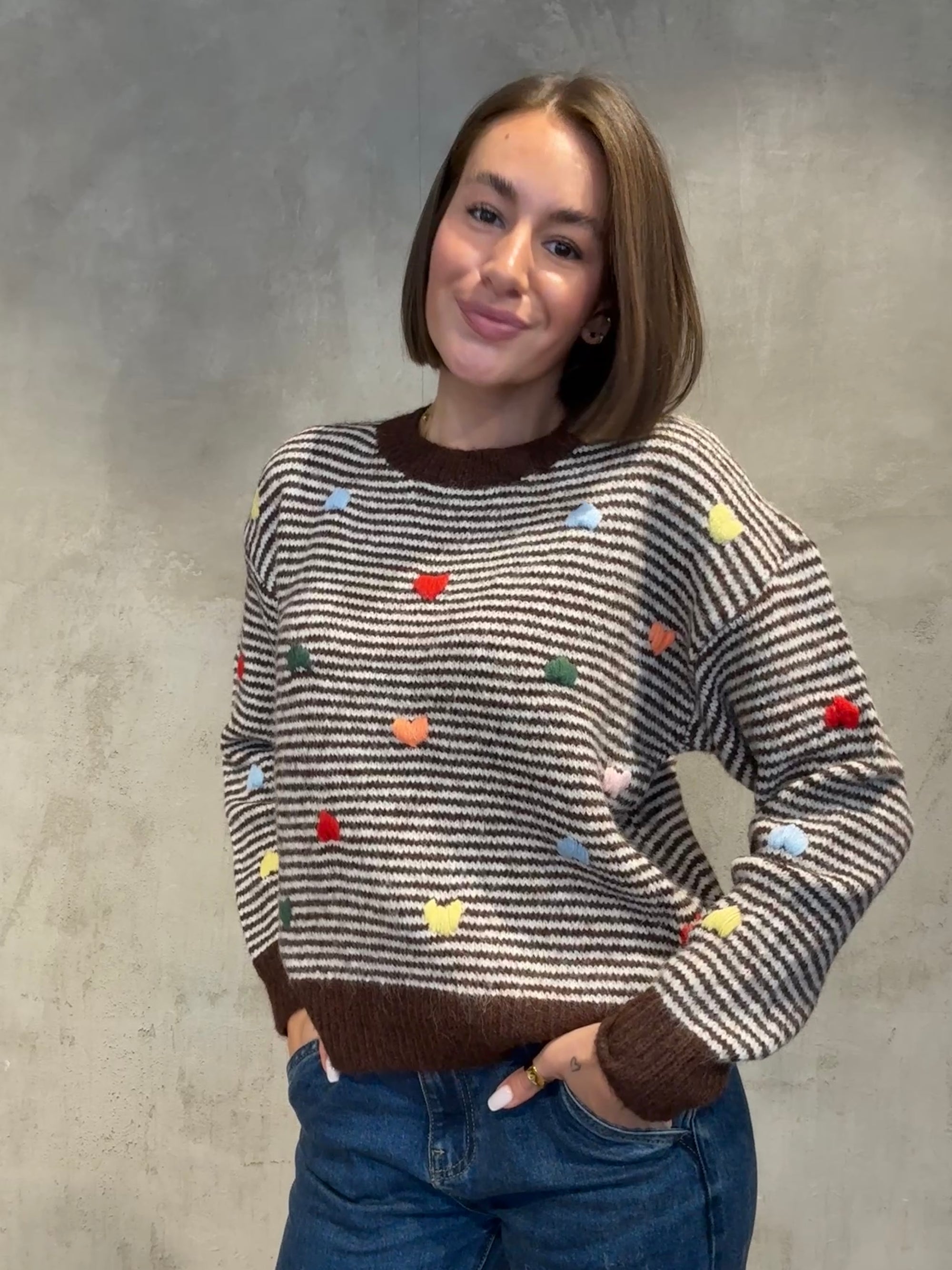 Striped Love Pullover brown/creme