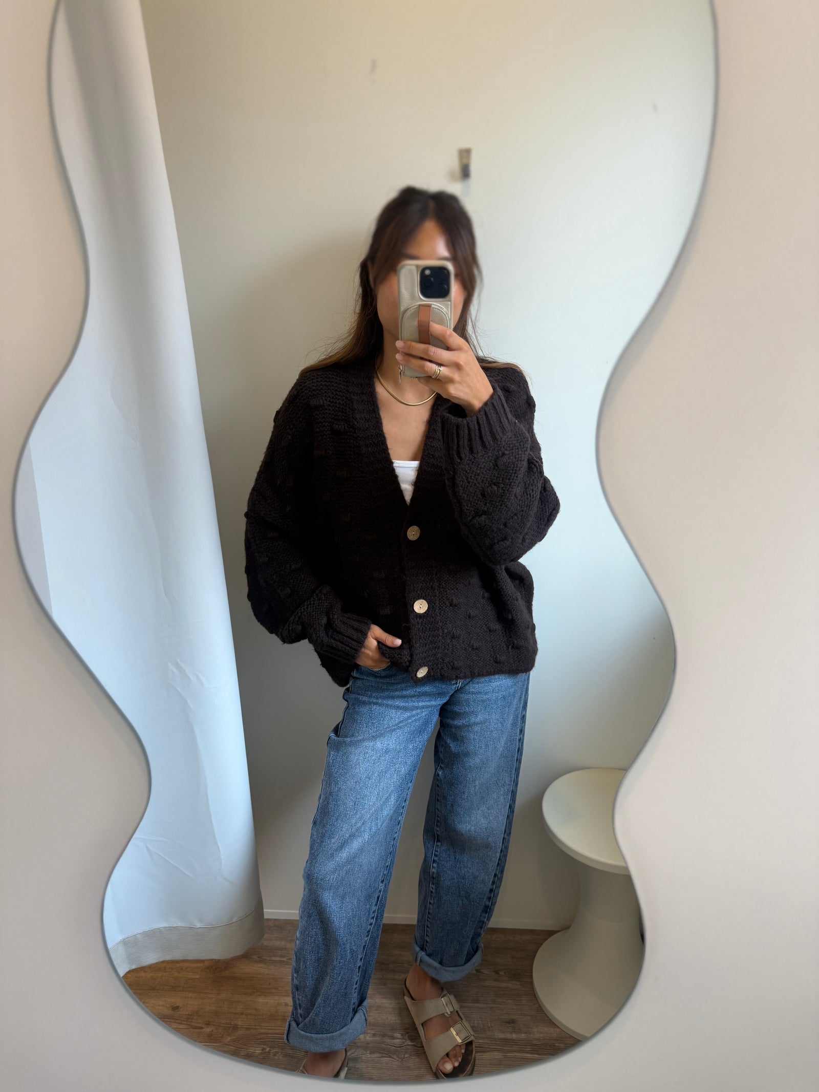 Strukturcardigan braun