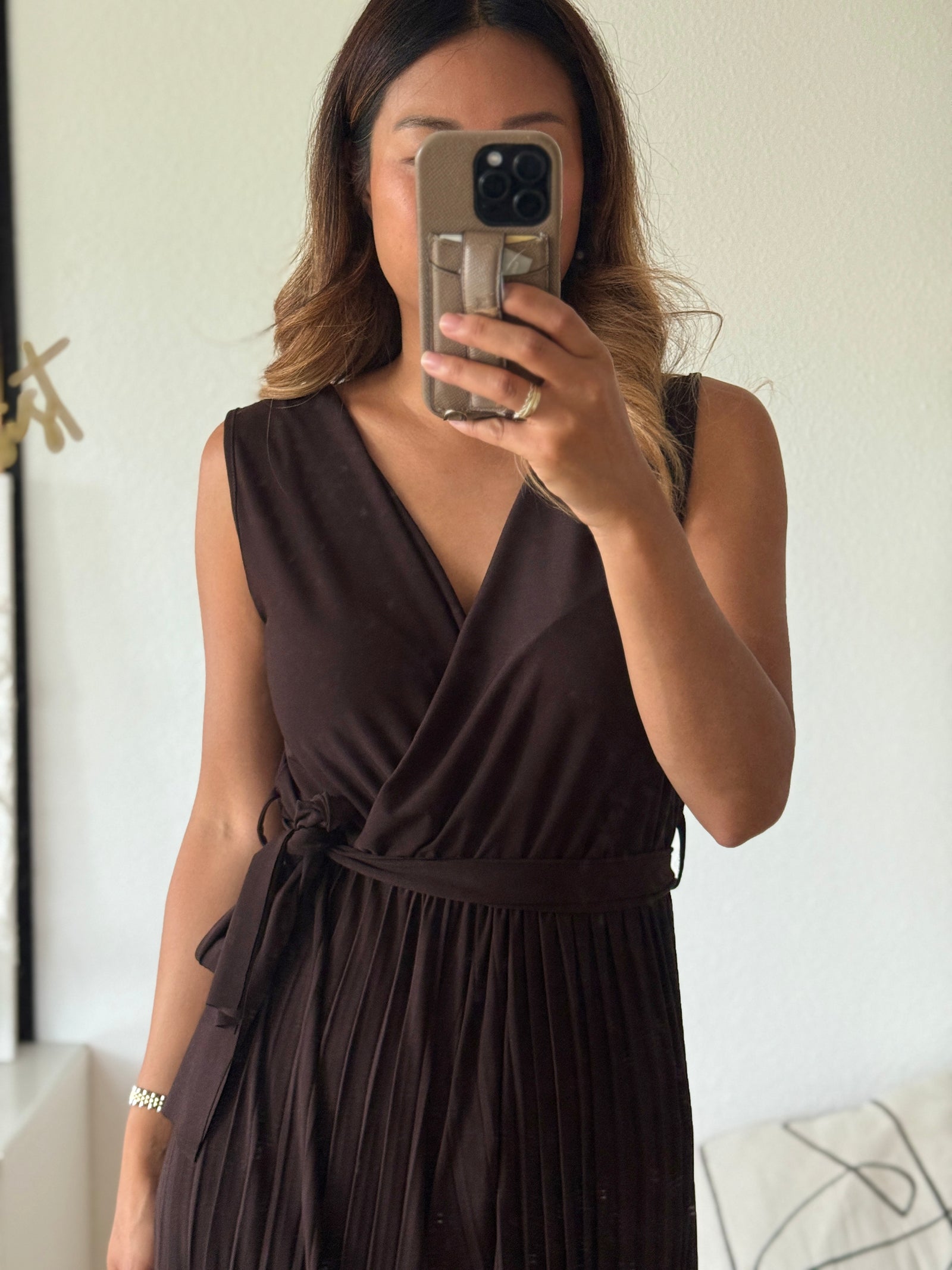 Plissee Jumpsuit braun