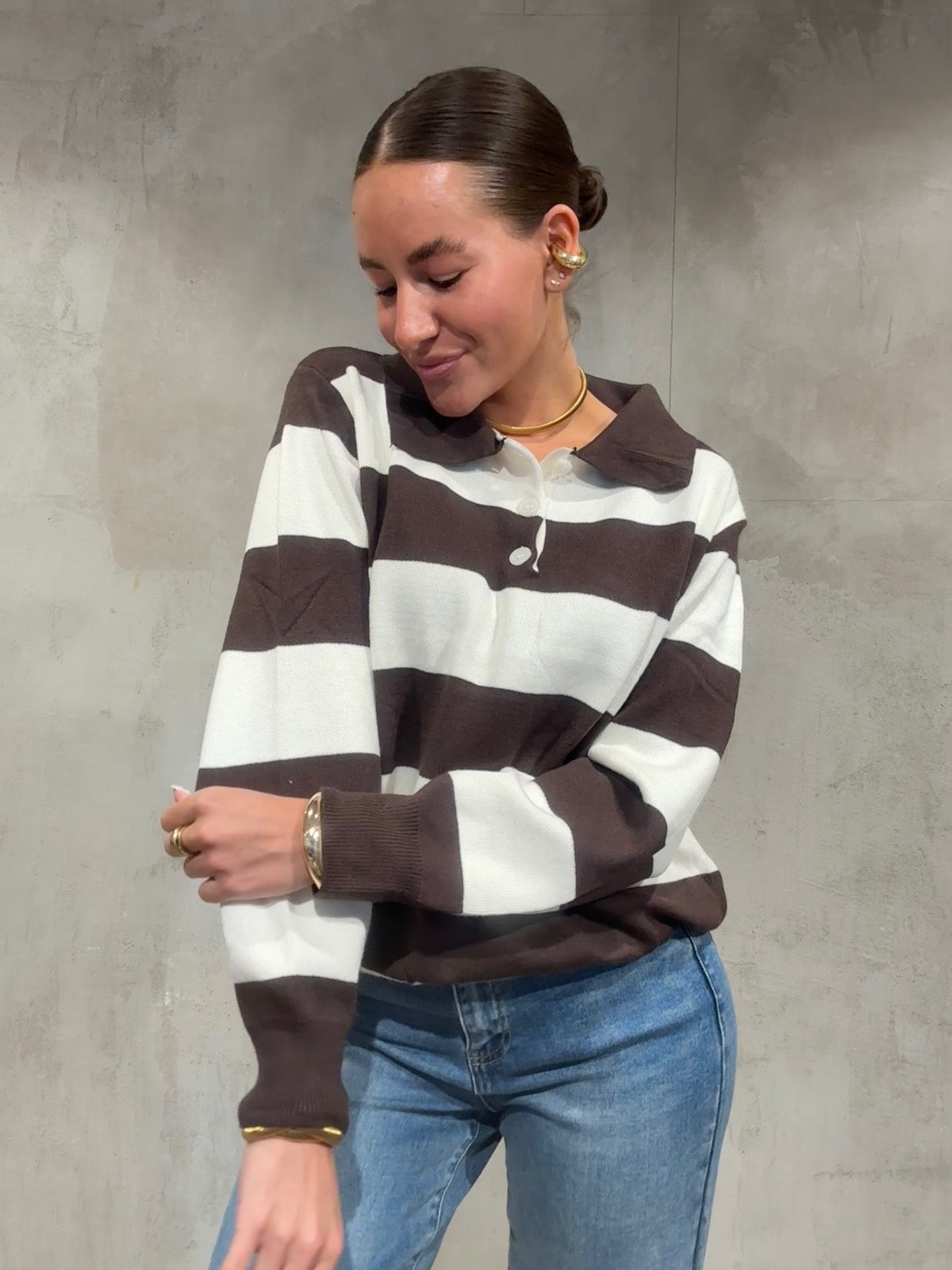 Polo Pullover coffee &amp; milk