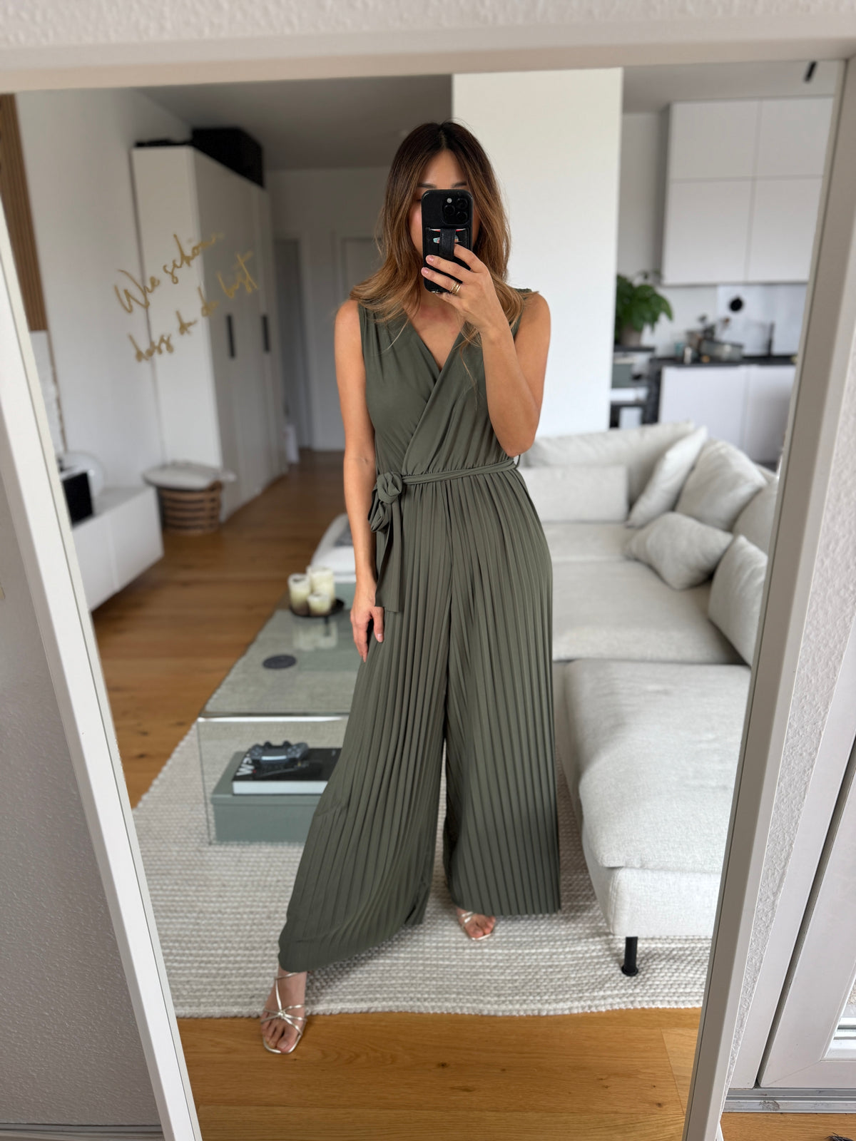 Plissee Jumpsuit khaki