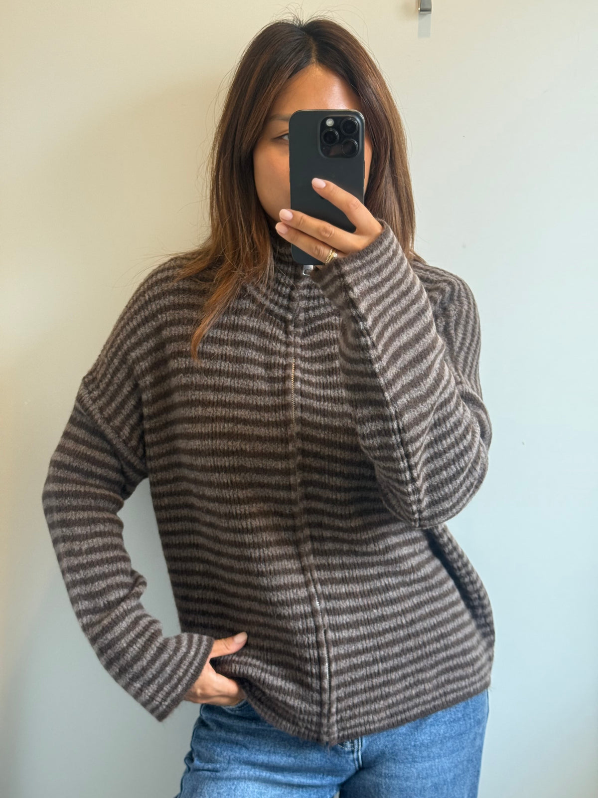 Zip Cardigan dark-brown /chocolate
