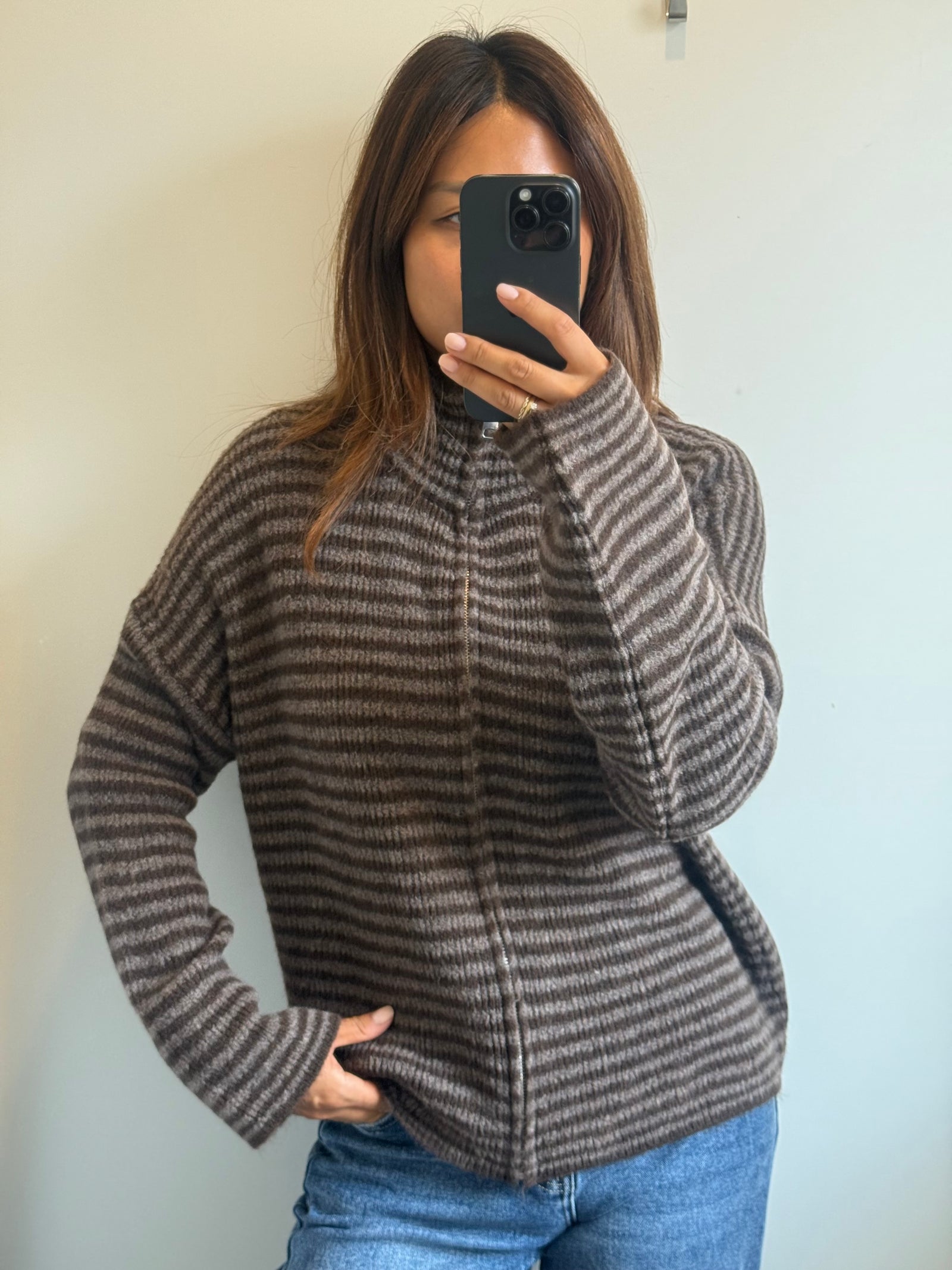 Zip Cardigan dark-brown /chocolate
