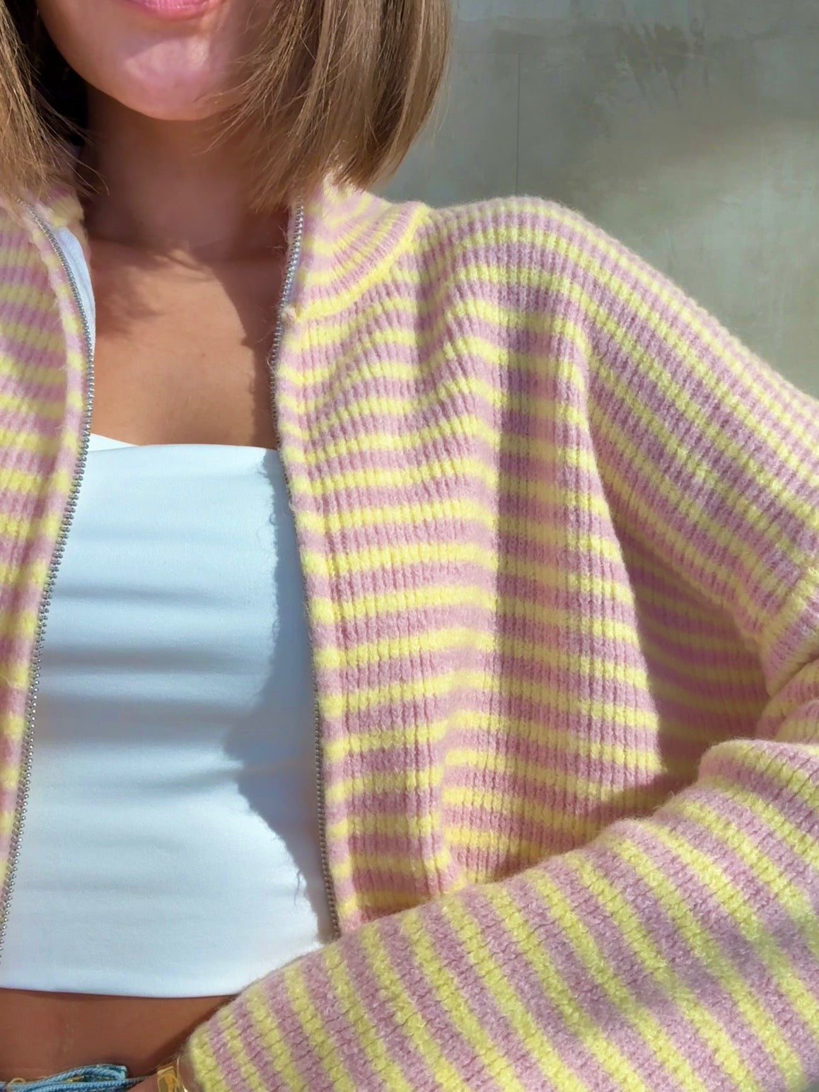 Zip Cardigan butteryellow/rosa