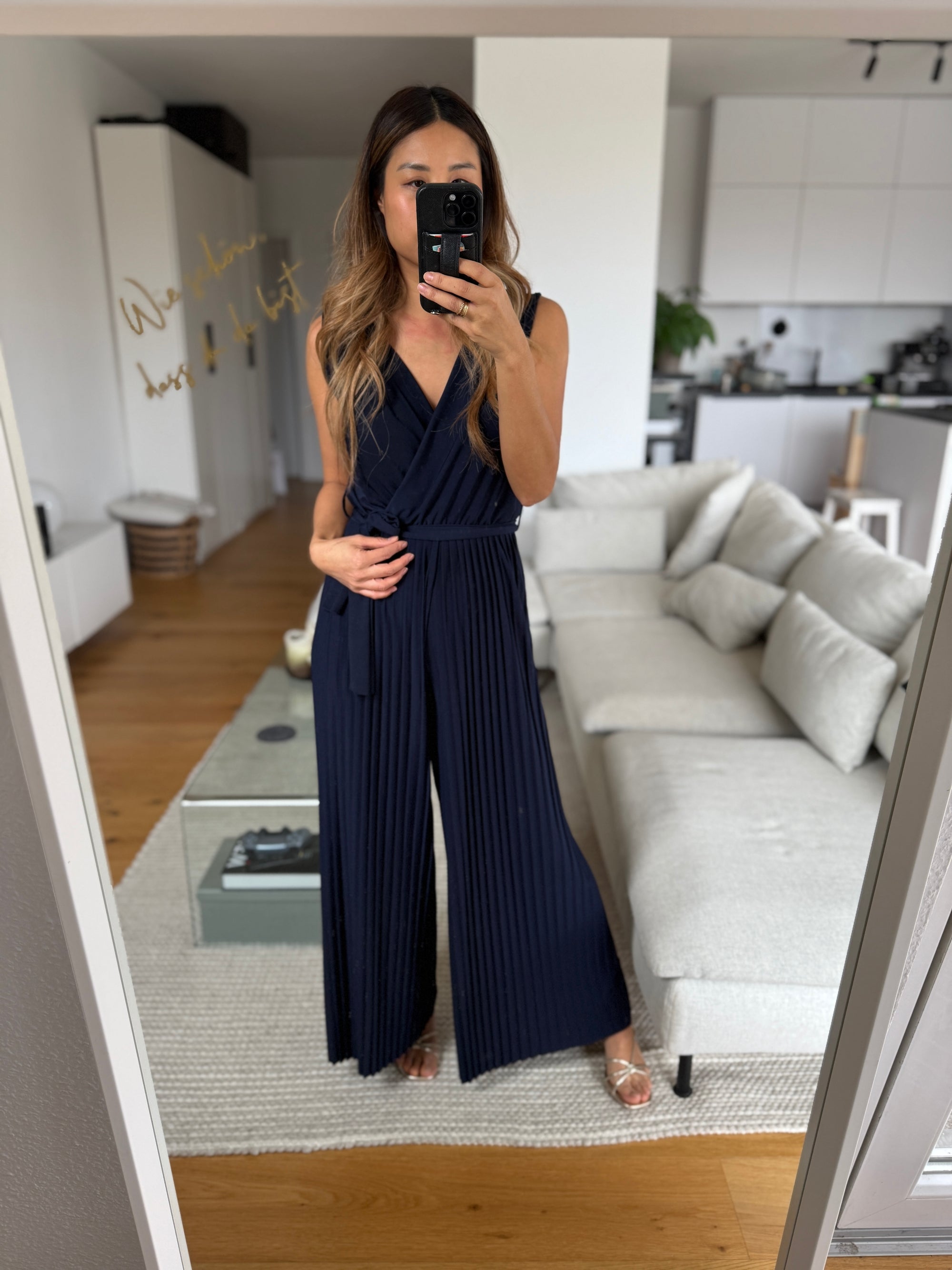 Plissee Jumpsuit dunkelblau