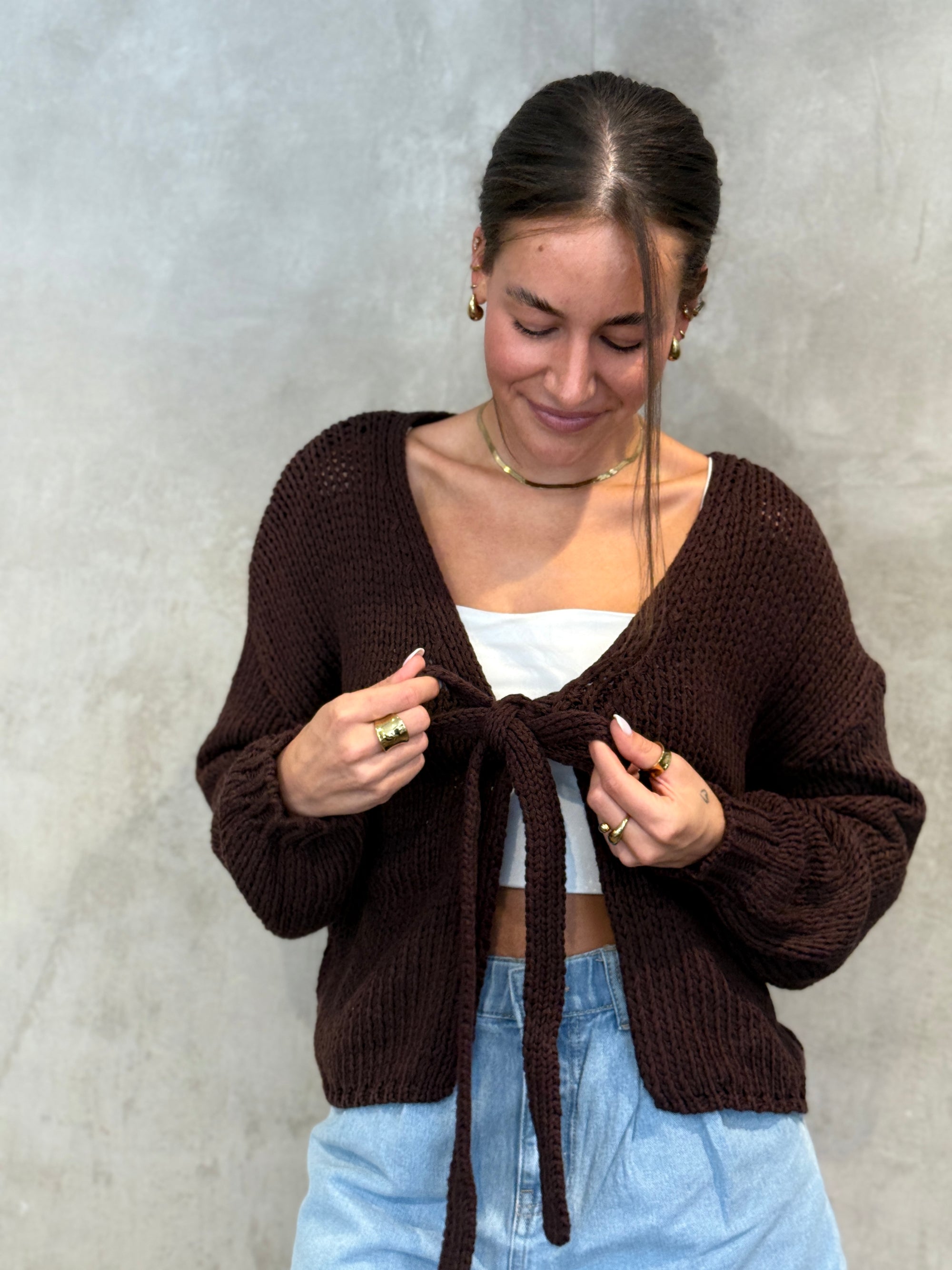 Schleifenpullover brown