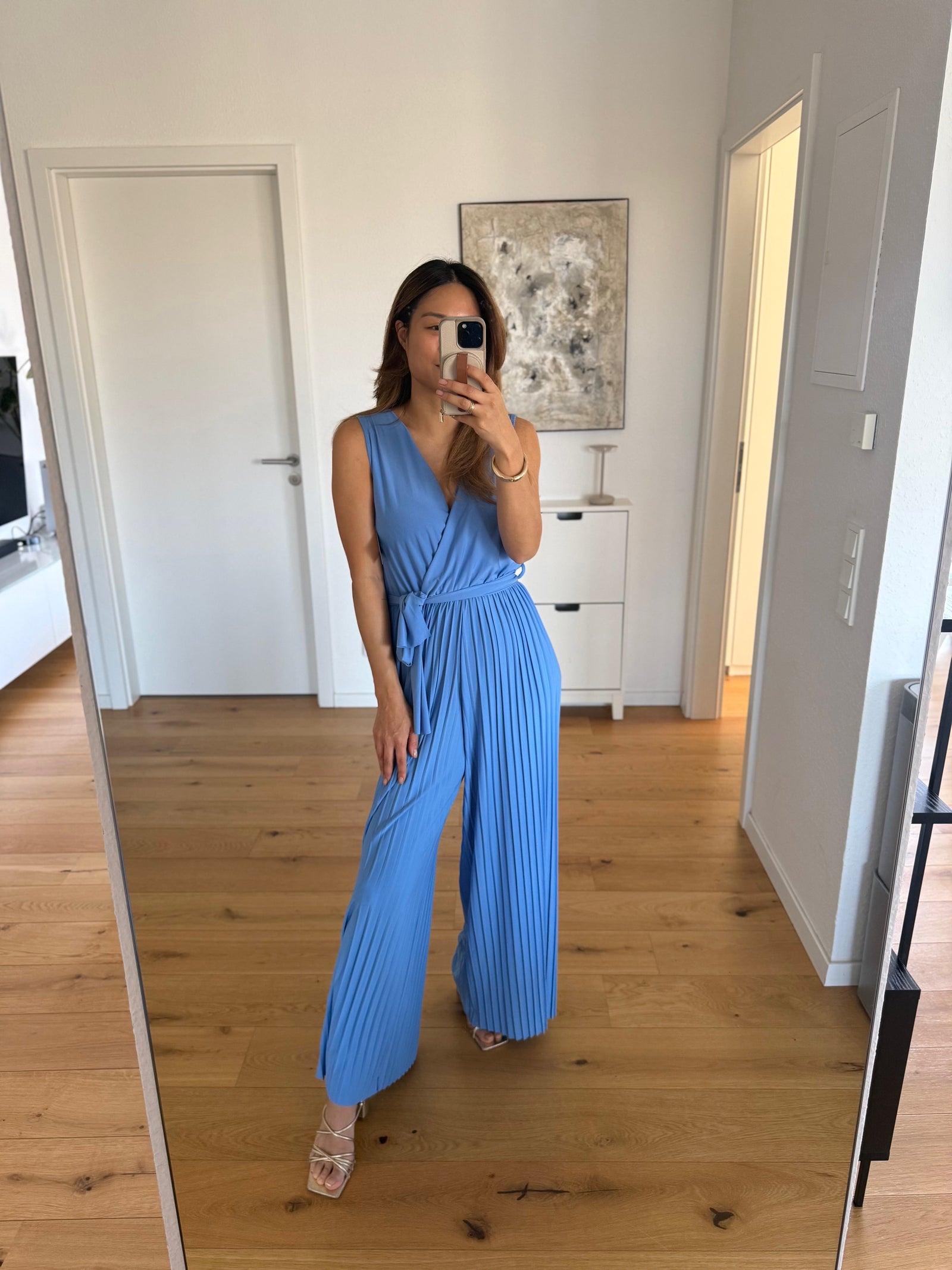 Plissee Jumpsuit blau