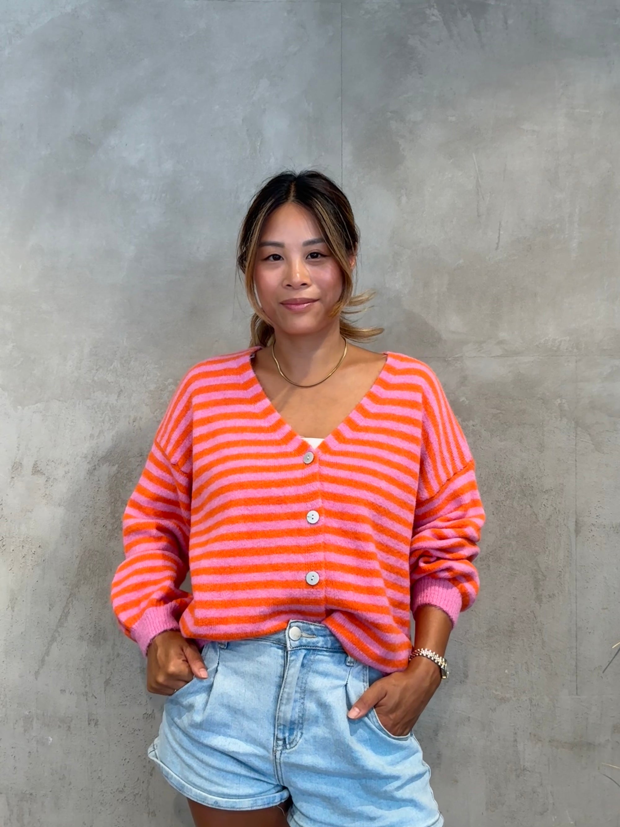 Stripe Cardigan pink/orange