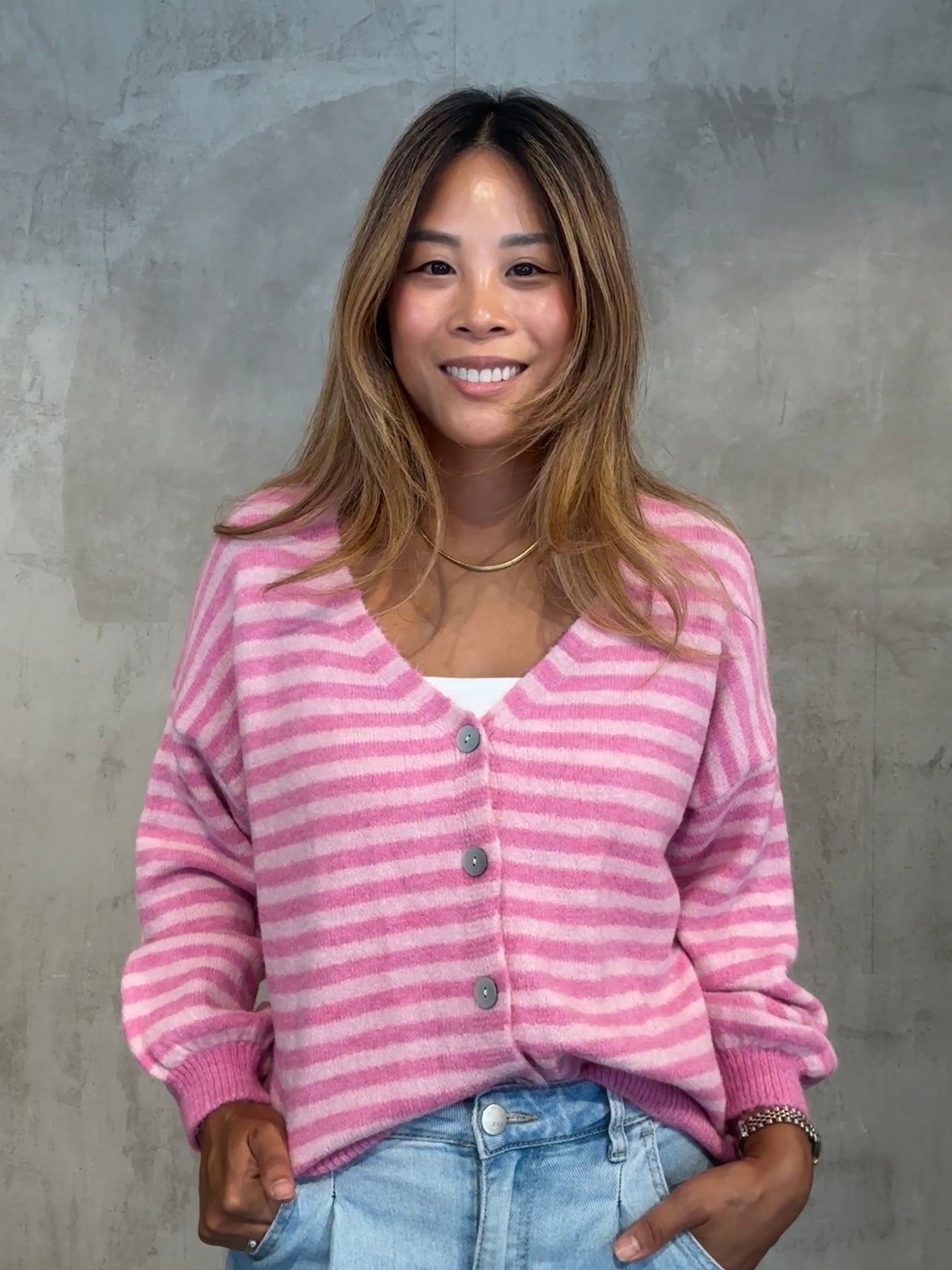 Stripe Cardigan pink/rosa