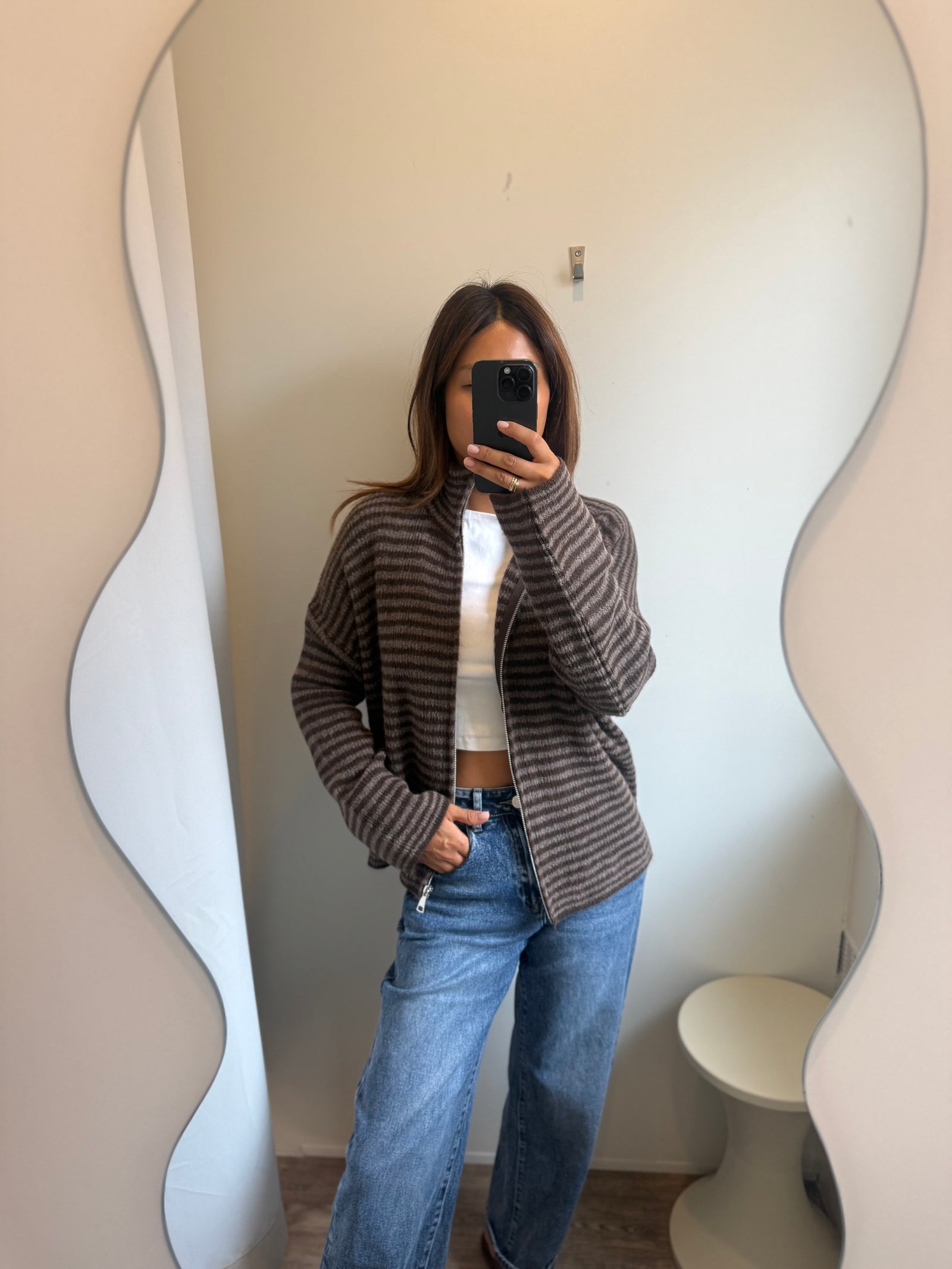 Zip Cardigan dark-brown /chocolate