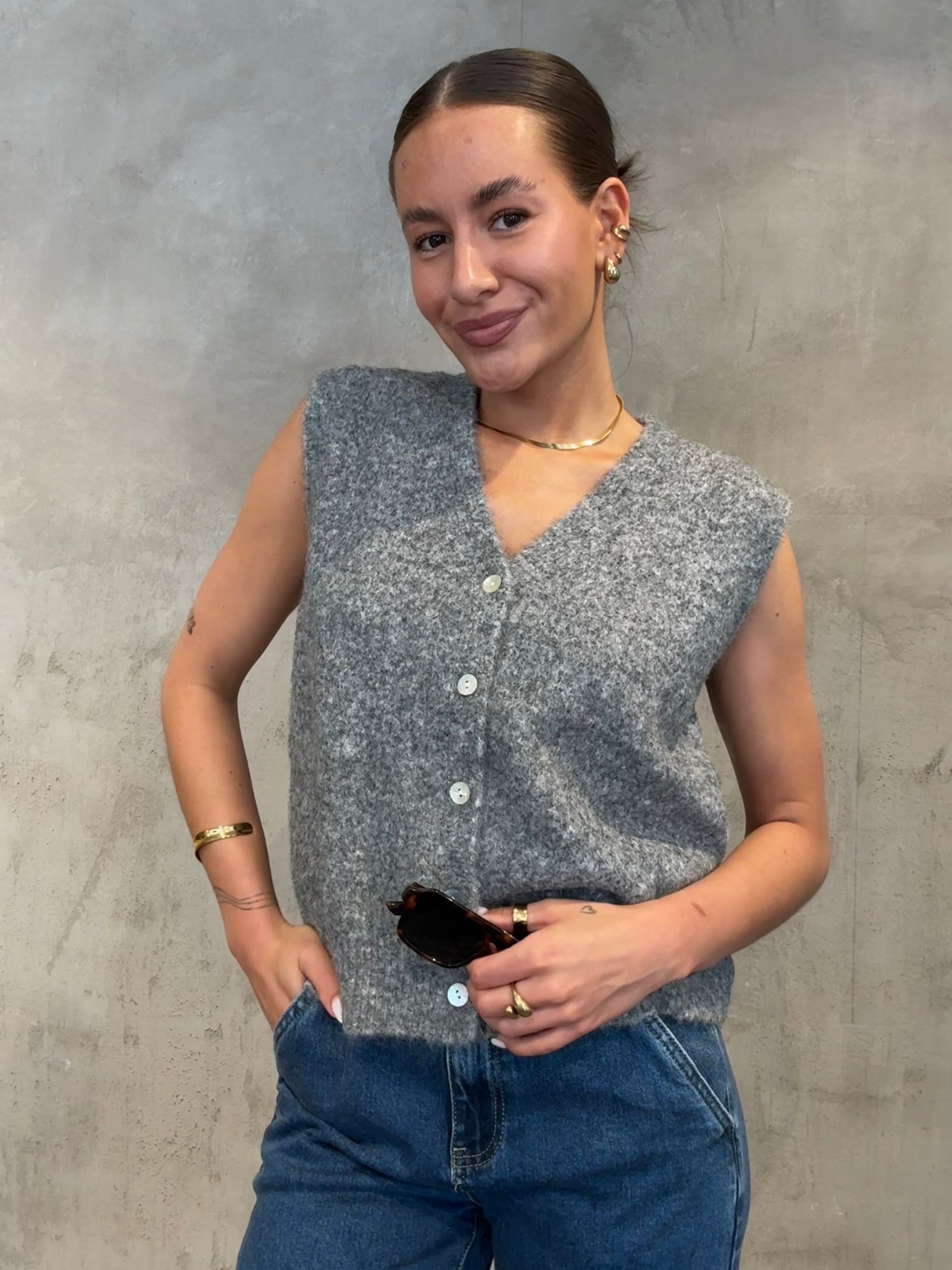 Soft Knit Weste grey