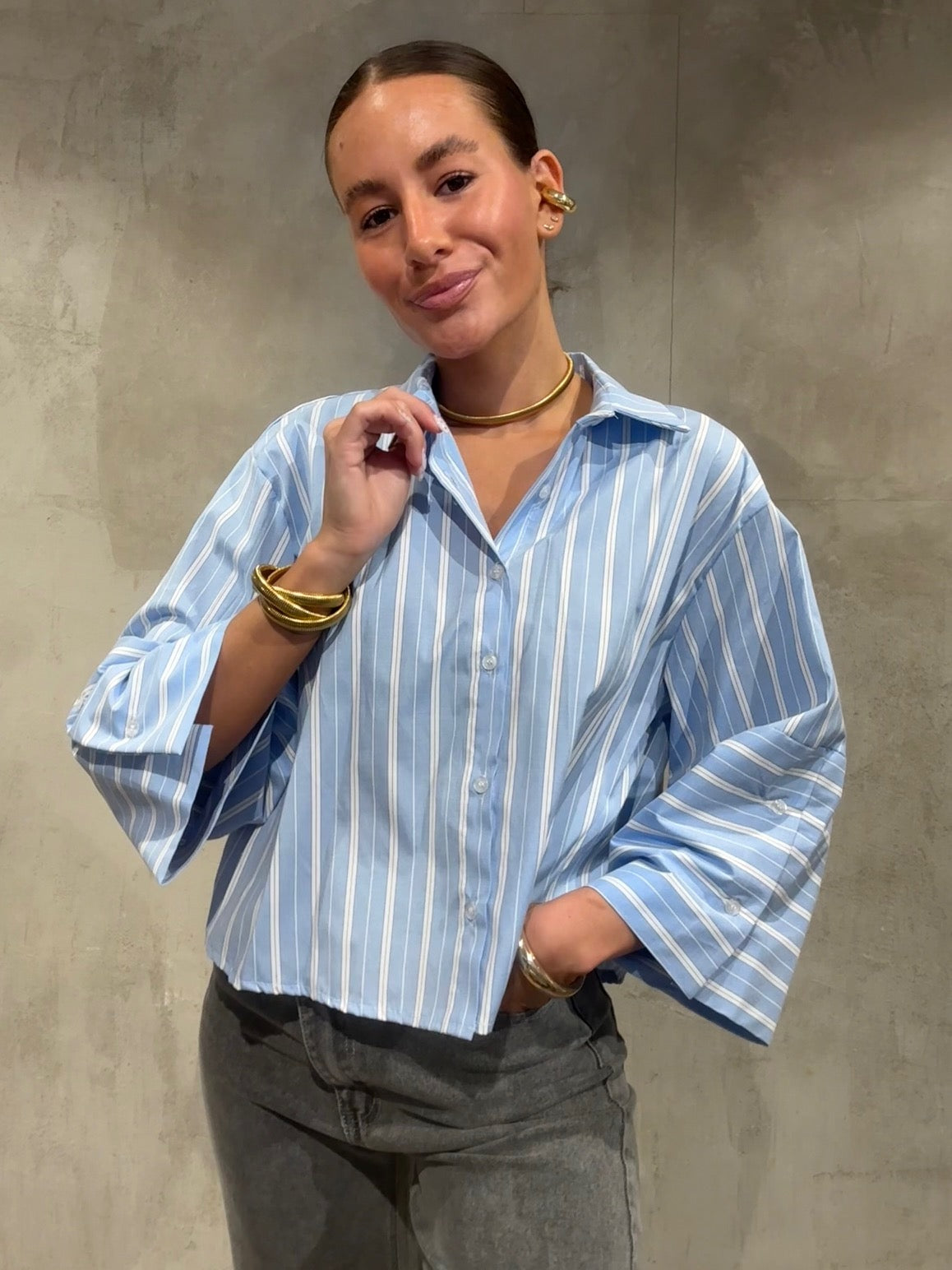 Oversize Bluse powder blue