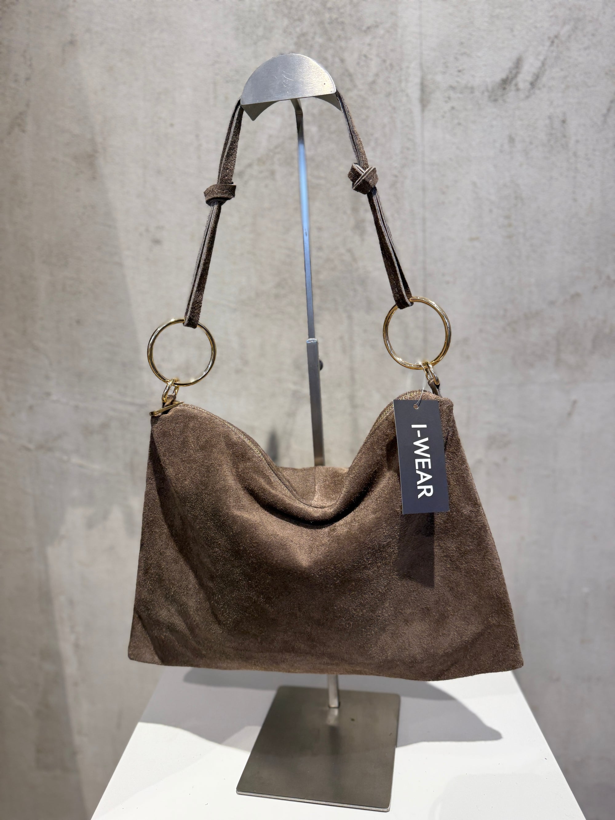 Wildledertasche Ring taupe