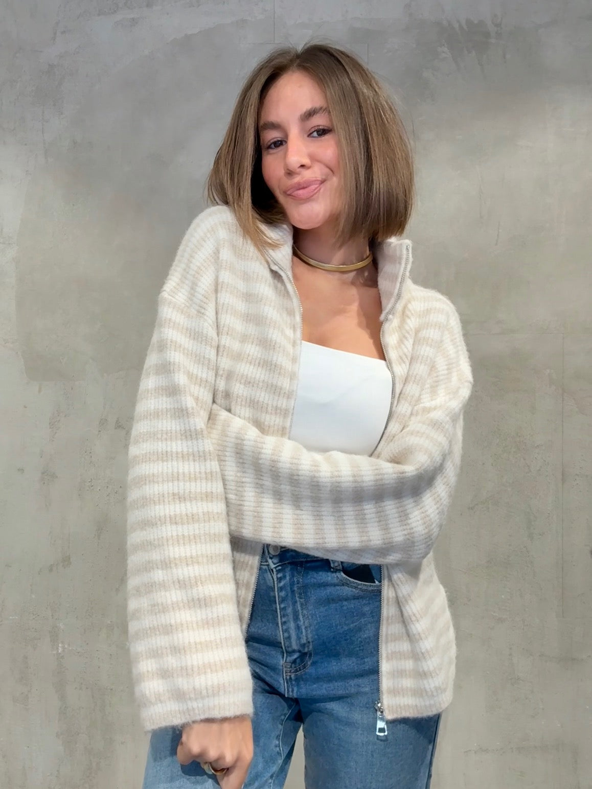 Zip Cardigan cinnamon