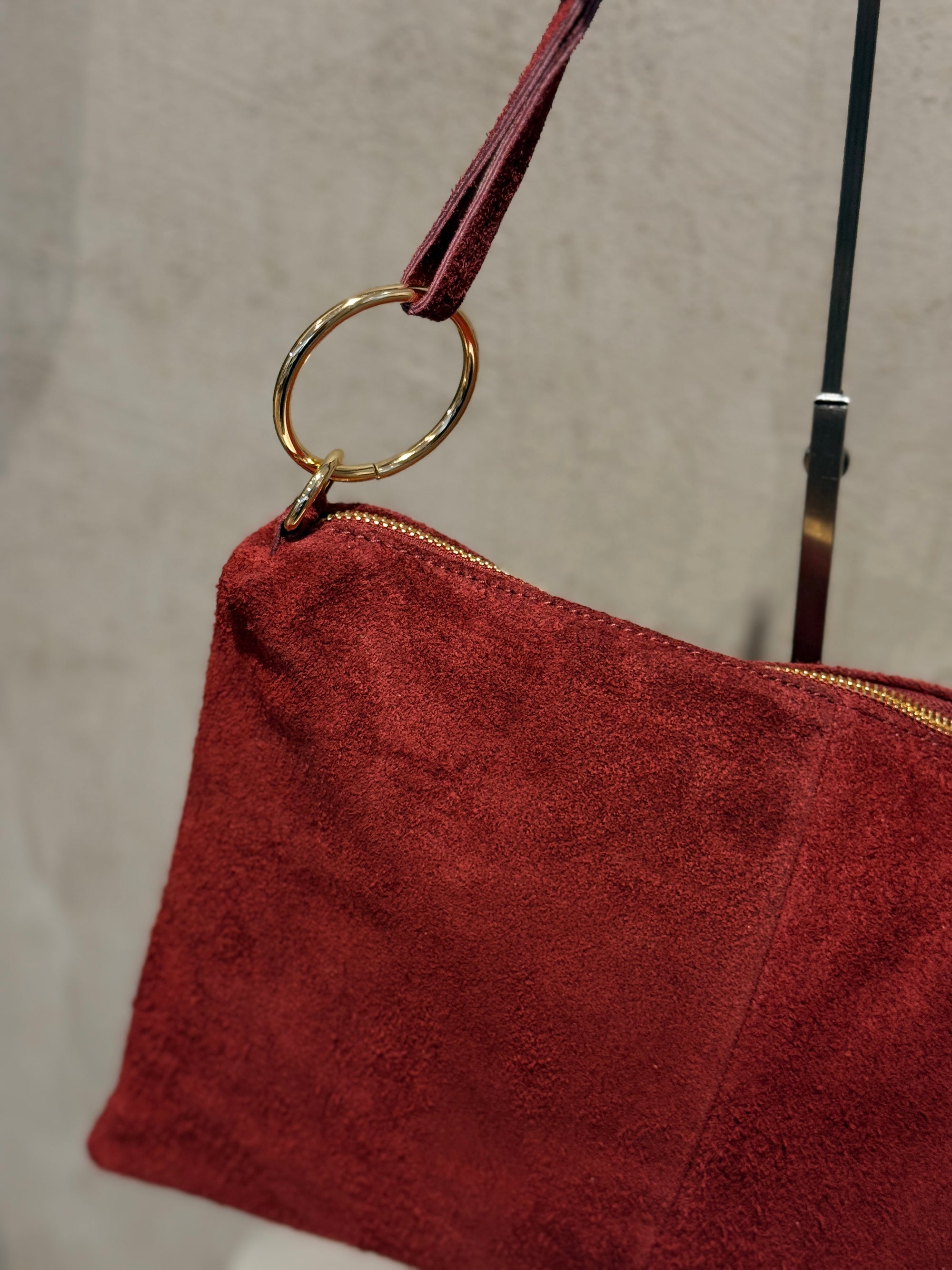 Wildledertasche Ring Bordeaux
