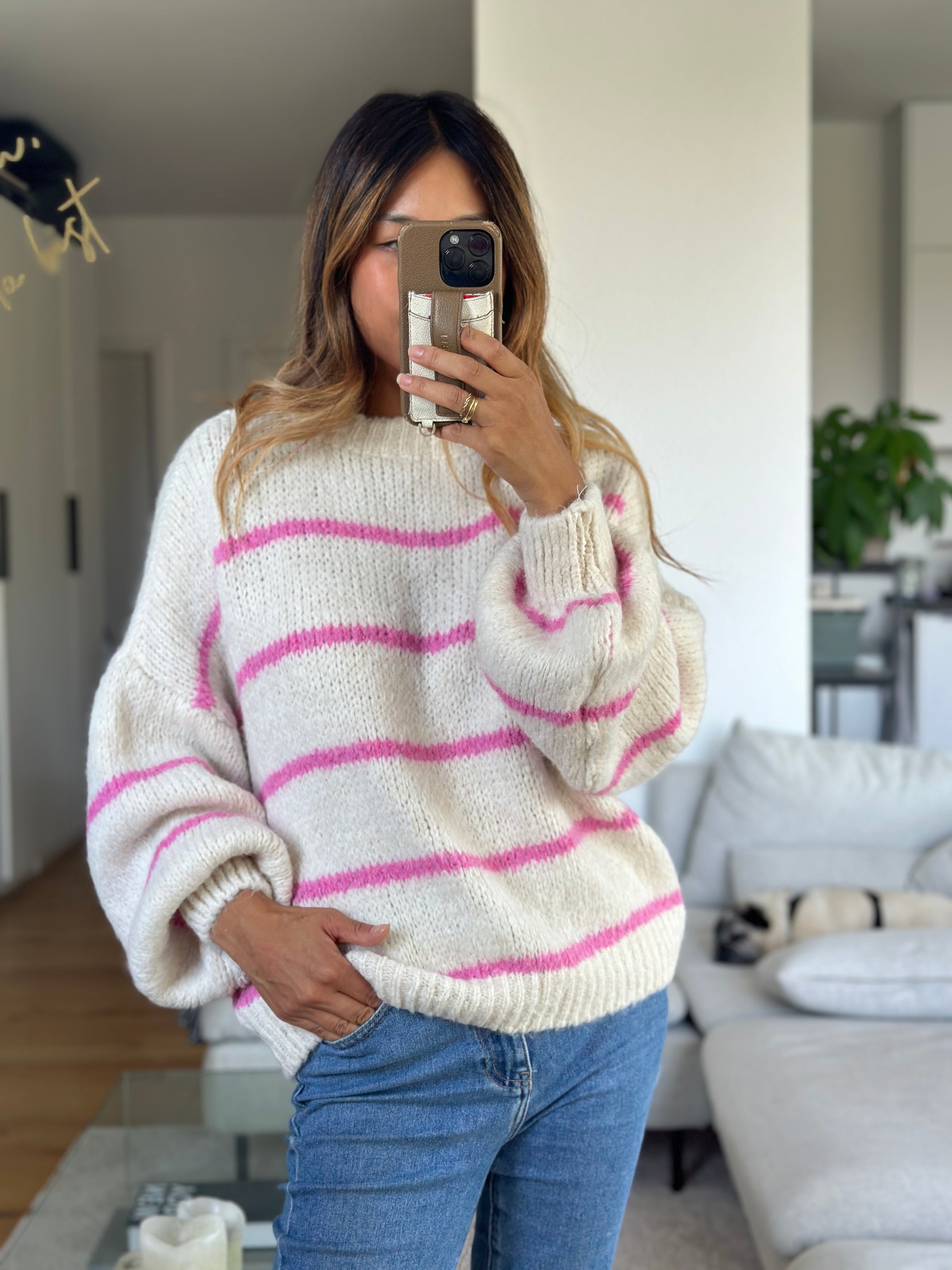 Cozy Pullover stripe pink