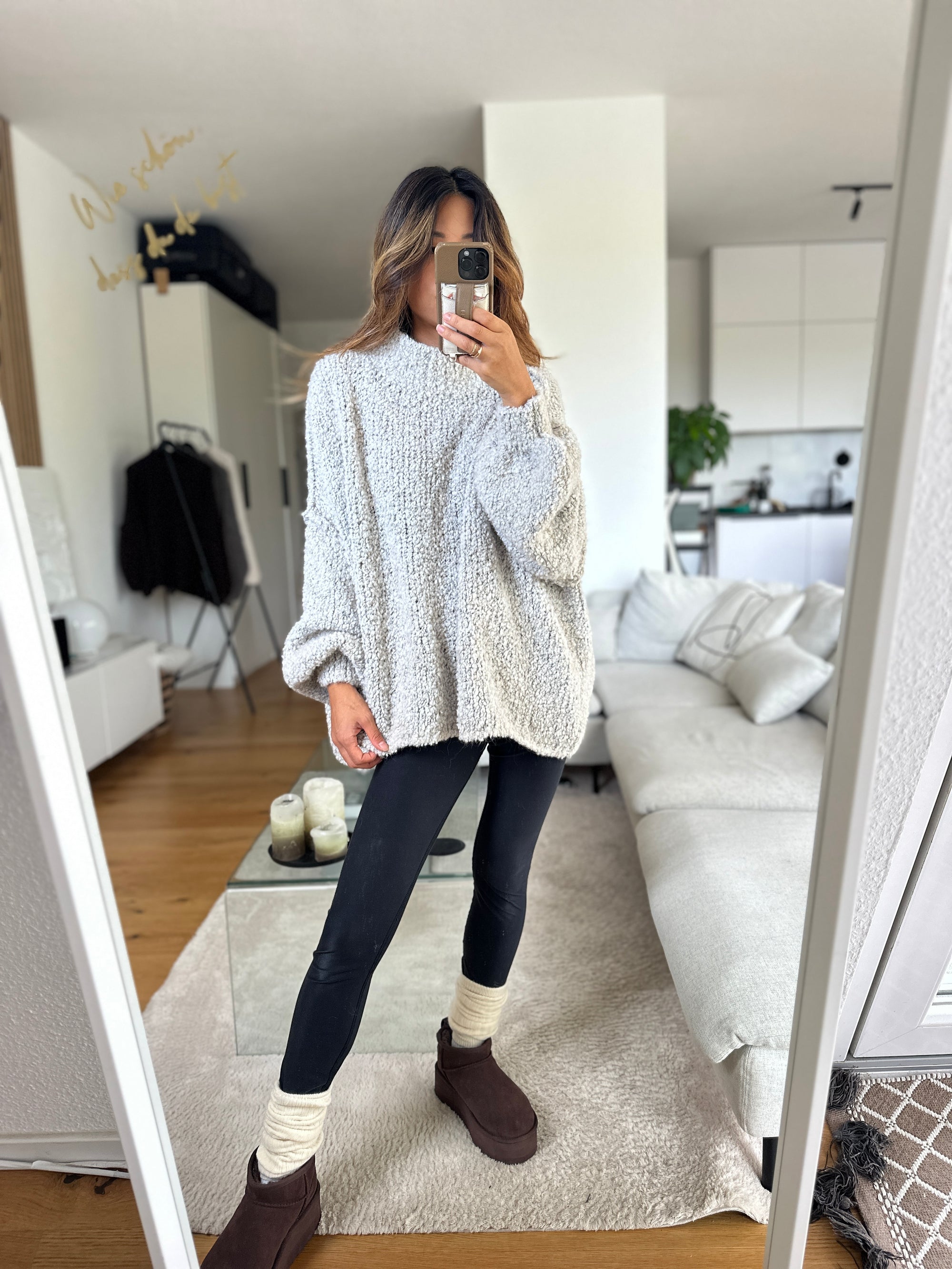 Oversize Boucle Pullover greige