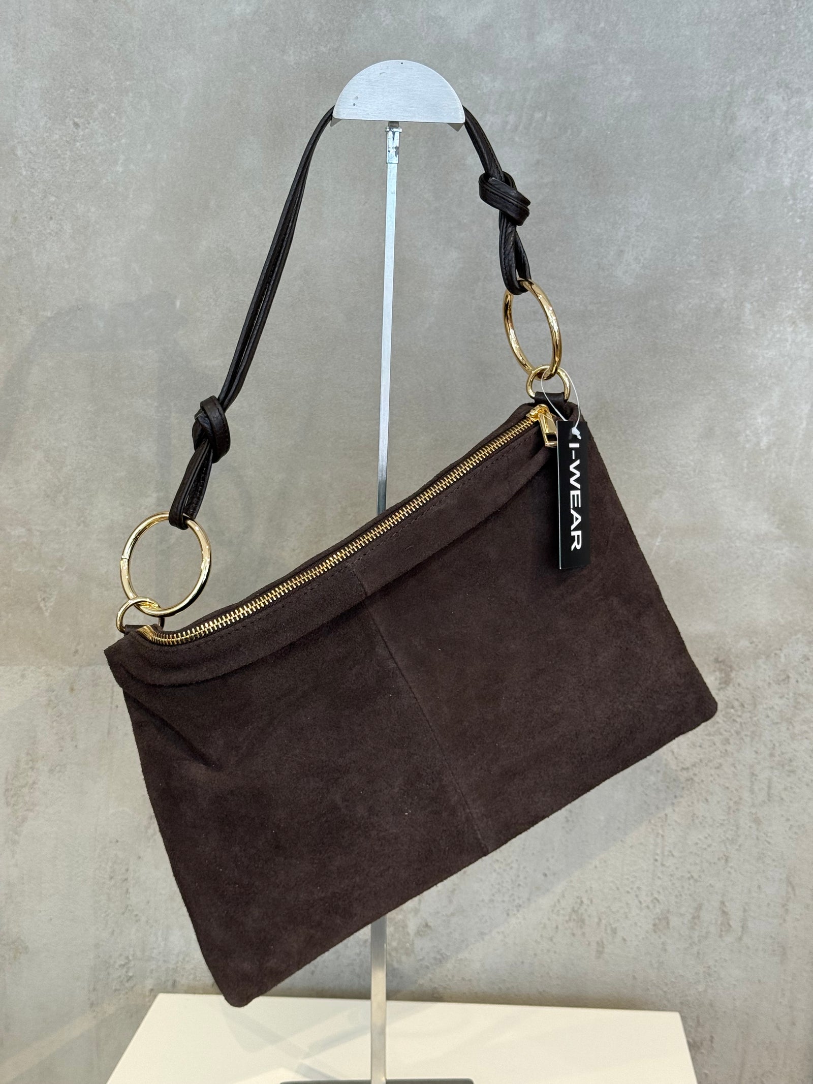 Wildledertasche Ring Schoko