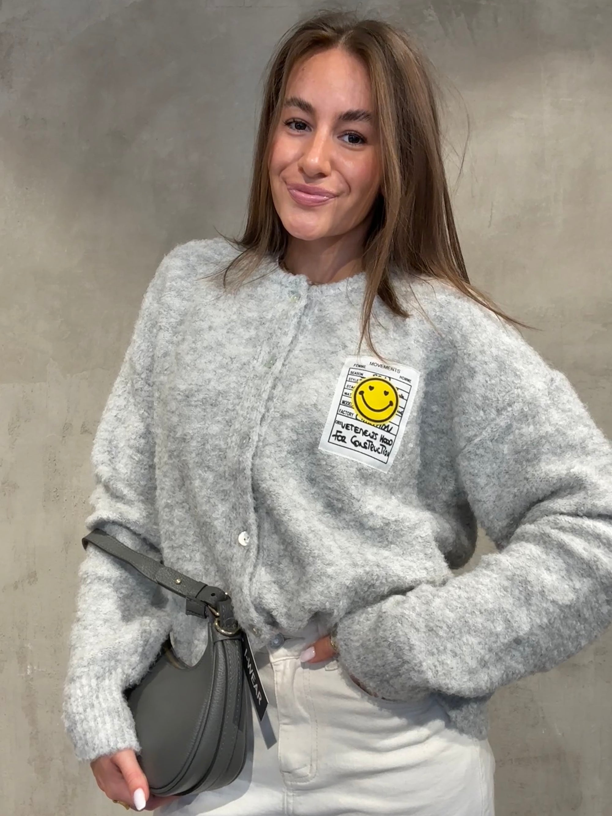 Smiley Cardigan grey